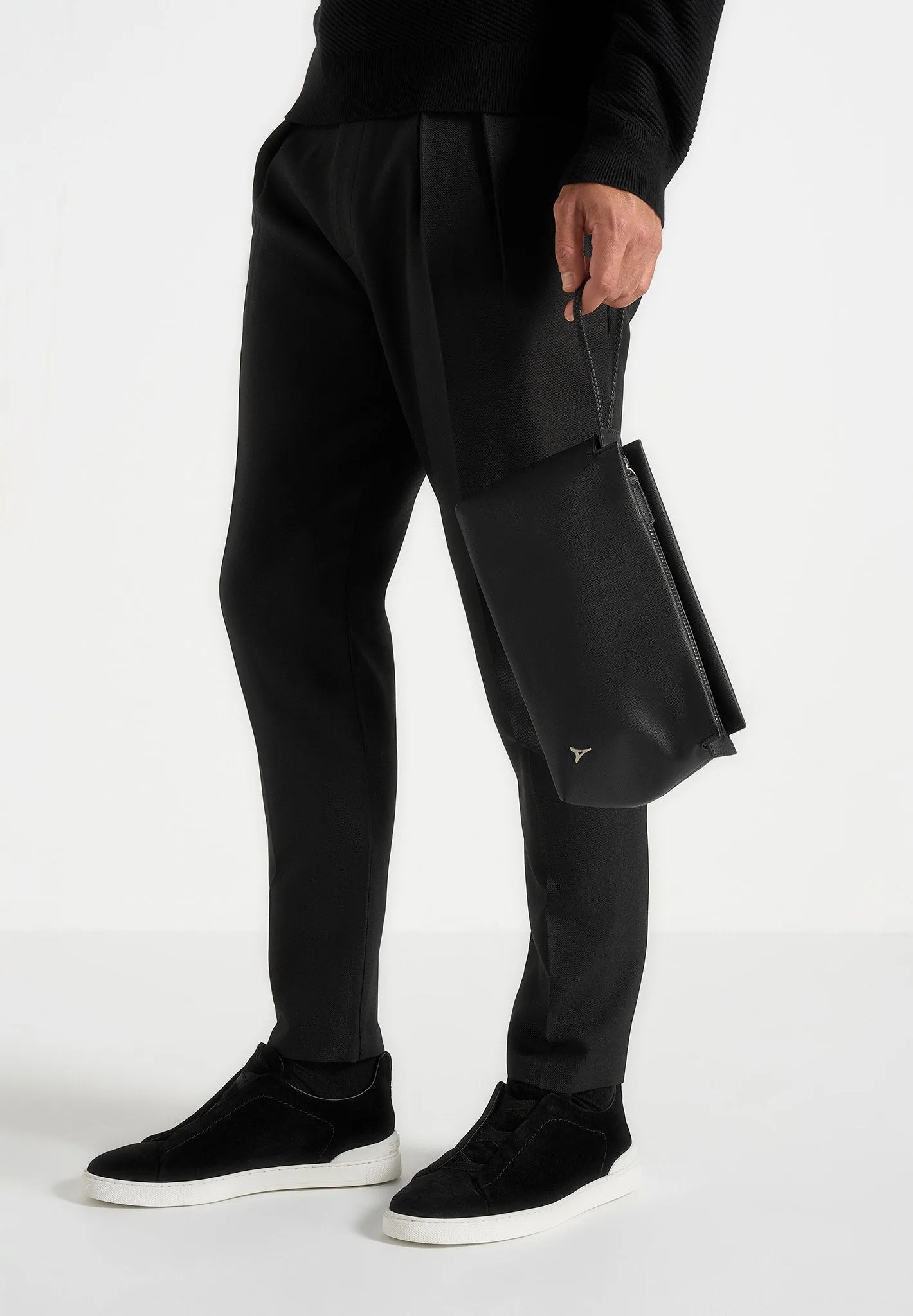 Jessy - Textured Leather Washbag - Black sold by Maniere De Voir product image thumbnail 2