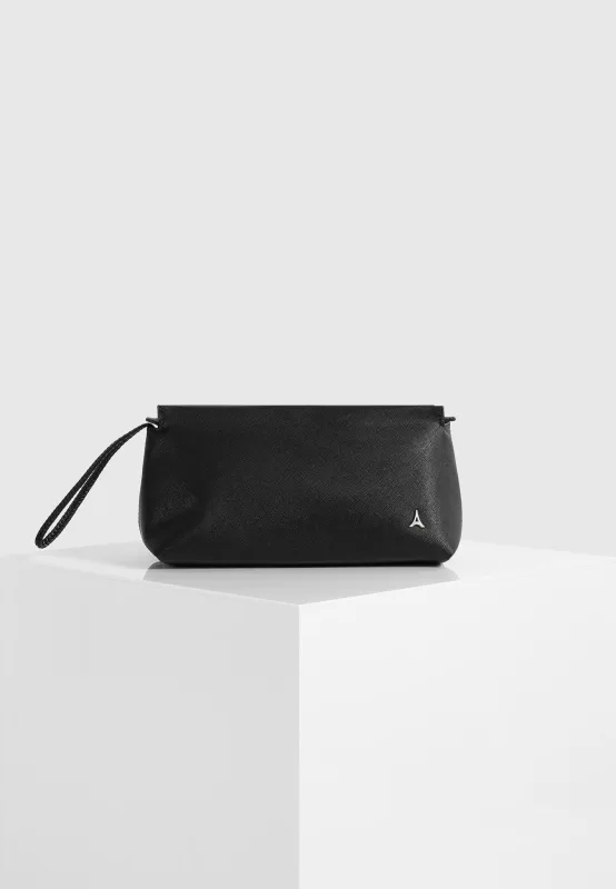 Jessy - Textured Leather Washbag - Black sold by Maniere De Voir