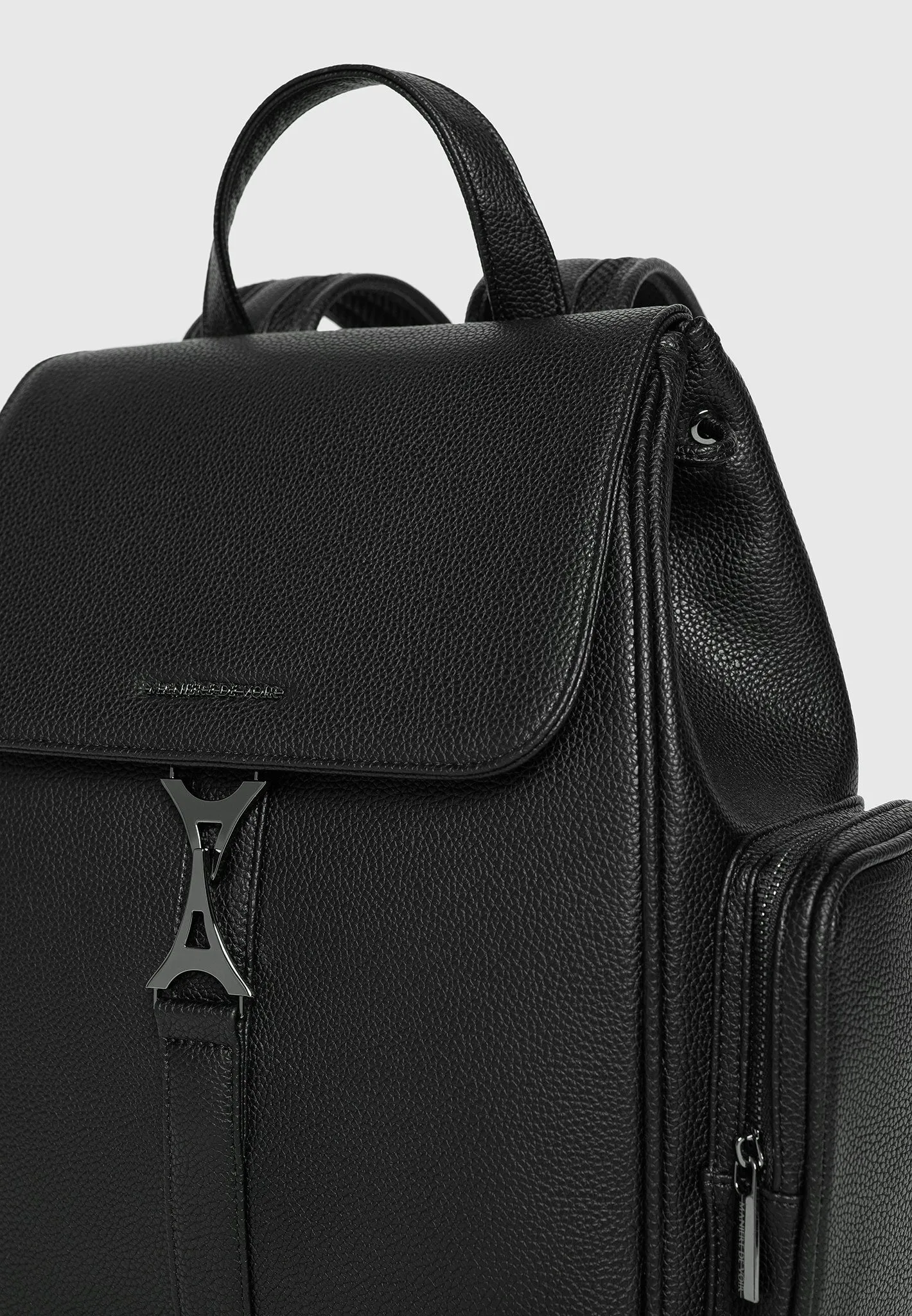 Taylor - Pebbled Leather Eiffel Clasp Backpack - Black sold by Maniere De Voir product image thumbnail 4