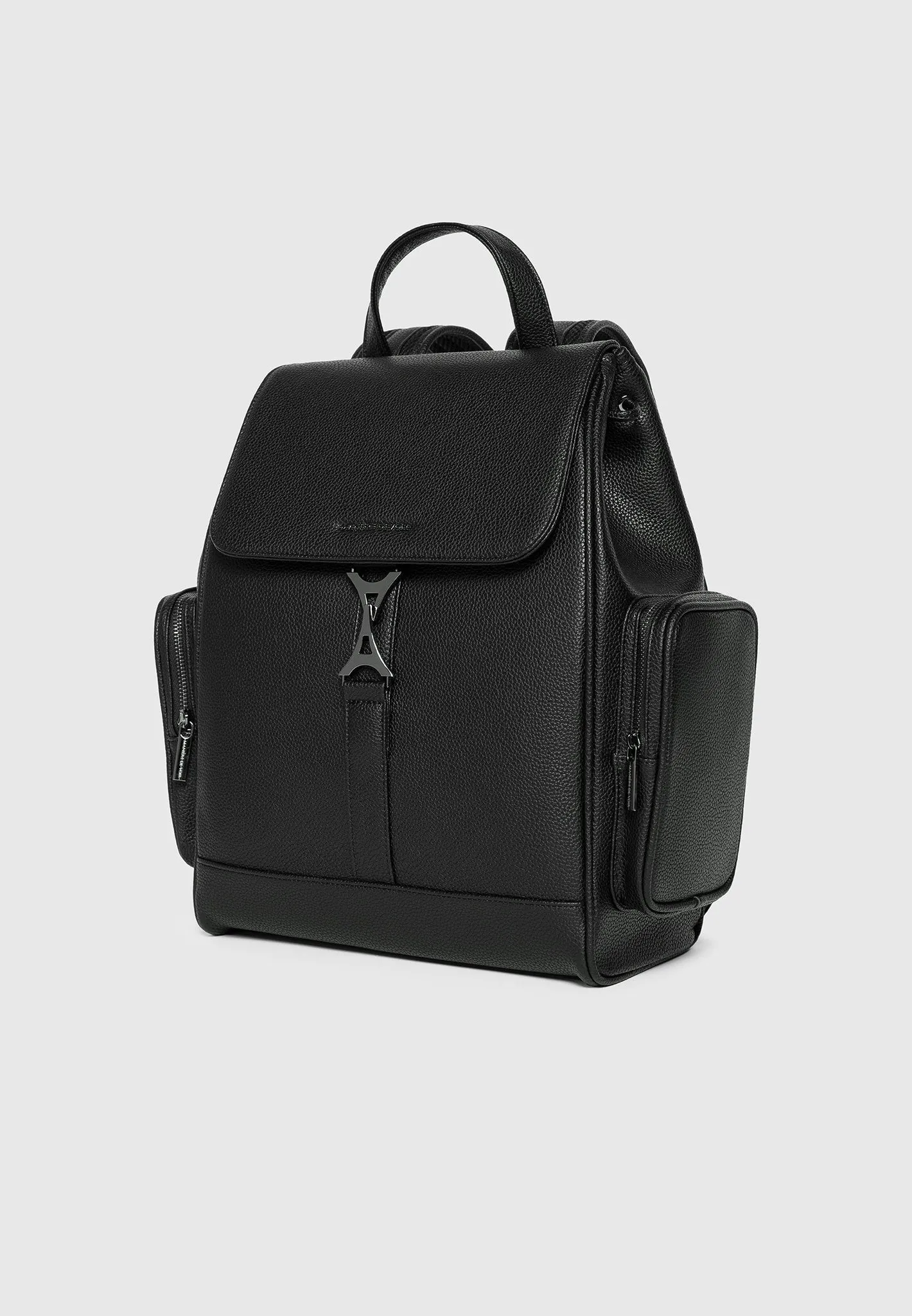 Taylor - Pebbled Leather Eiffel Clasp Backpack - Black sold by Maniere De Voir product image thumbnail 3