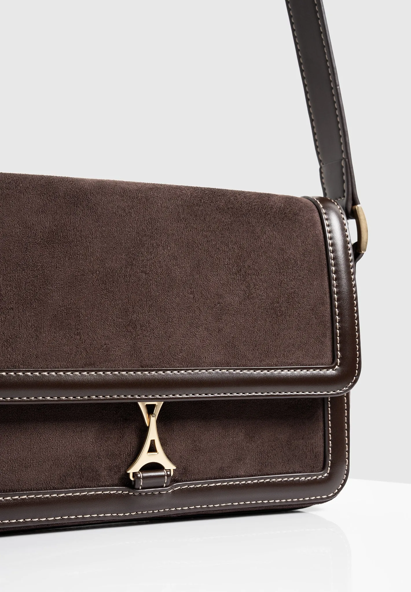 Misha - Suede & Leather Crossbody Bag - Brown sold by Maniere De Voir product image thumbnail 3