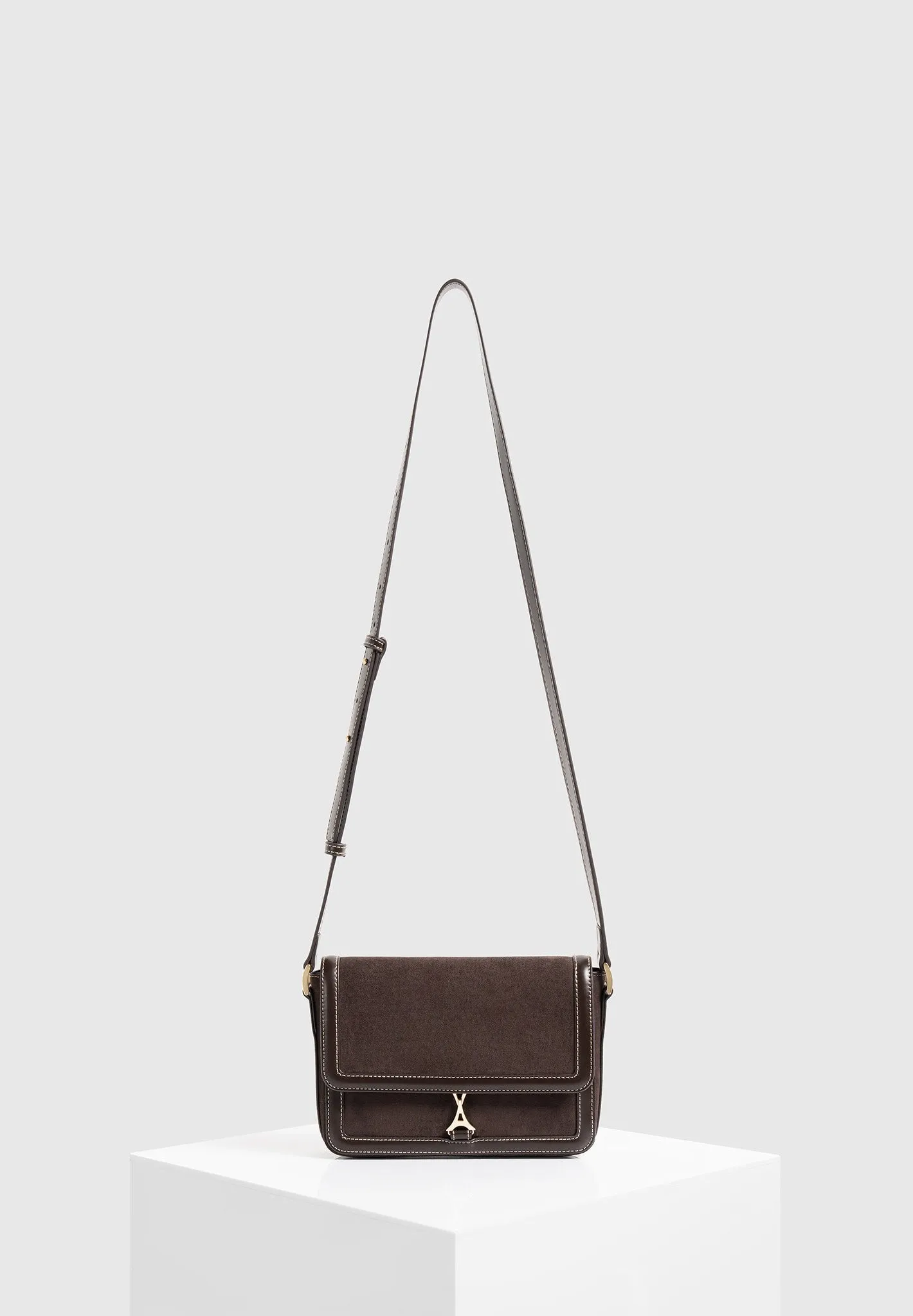 Misha - Suede & Leather Crossbody Bag - Brown sold by Maniere De Voir