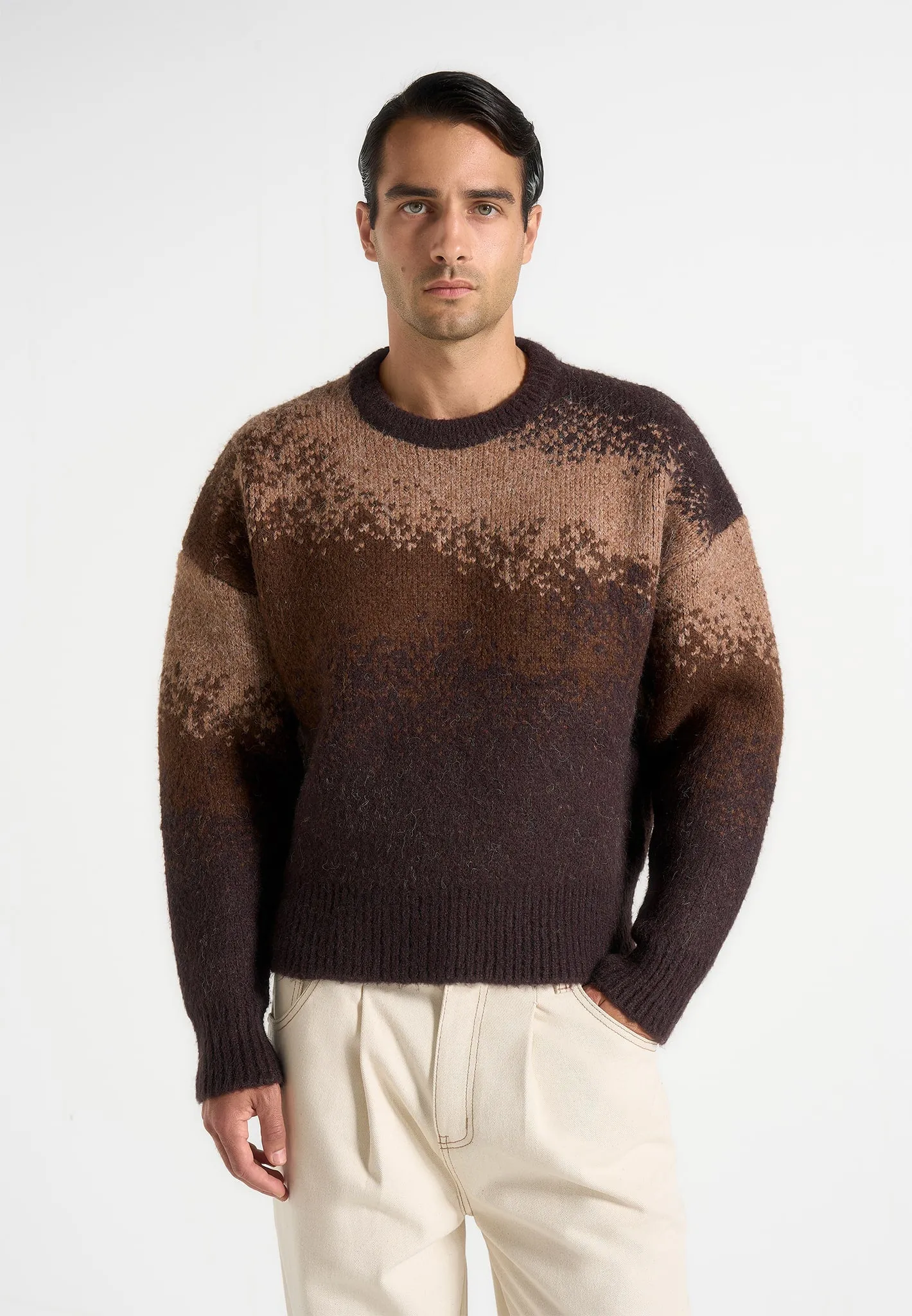 Yani - Ombre Wool Crewneck Sweater - Brown sold by Maniere De Voir product image thumbnail 2