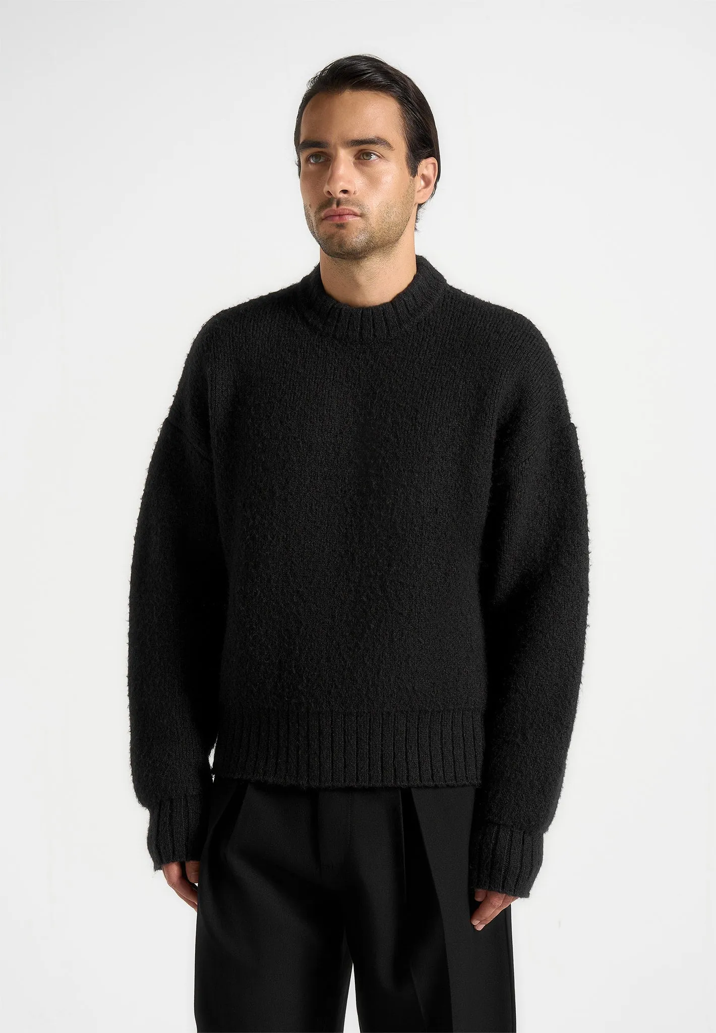 Chris - Brushed Wool Knit Jumper - Black sold by Maniere De Voir product image thumbnail 2