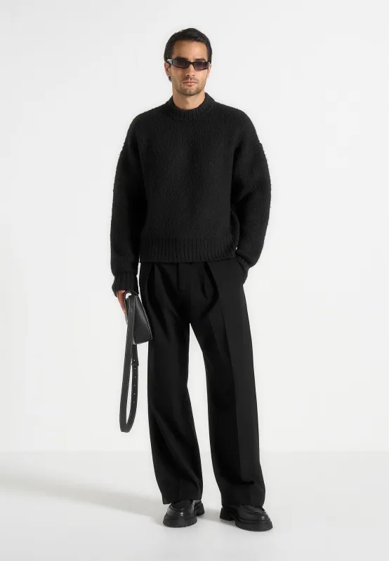 Chris - Brushed Wool Knit Jumper - Black sold by Maniere De Voir