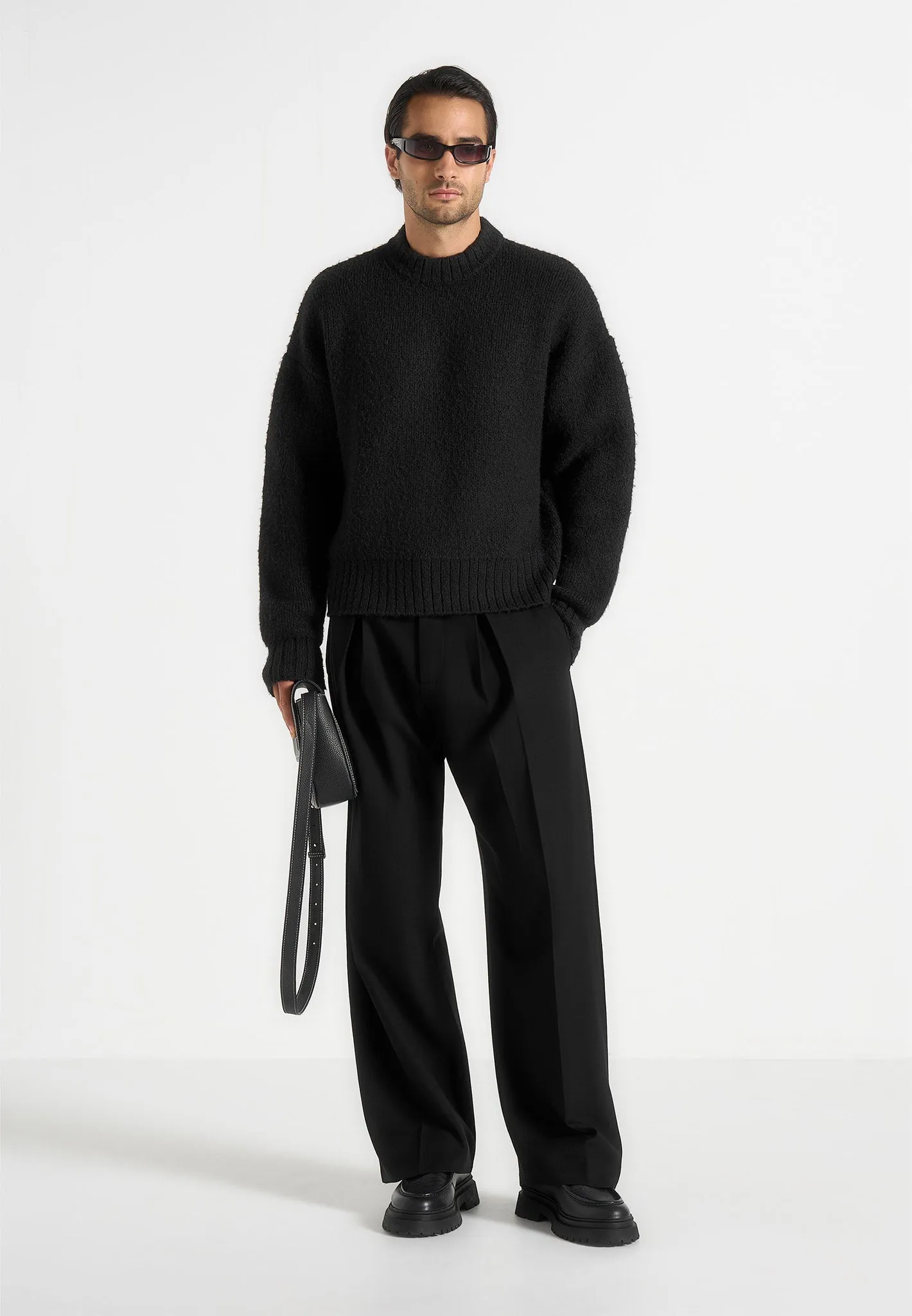 Chris - Brushed Wool Knit Jumper - Black sold by Maniere De Voir
