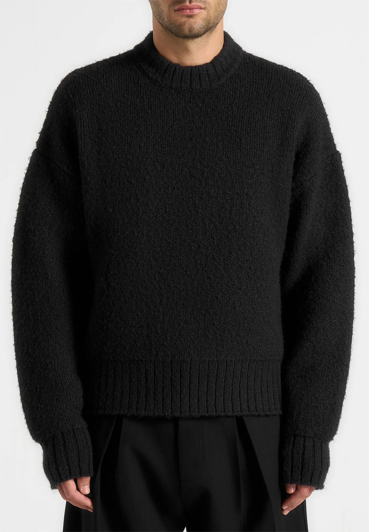 Chris - Brushed Wool Knit Jumper - Black sold by Maniere De Voir product image thumbnail 3