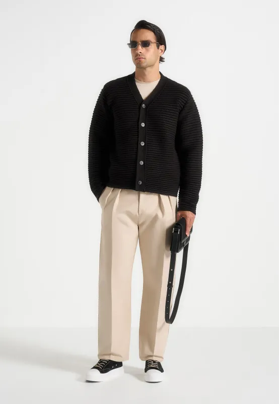 Anton - Ribbed Knit Cardigan - Black sold by Maniere De Voir