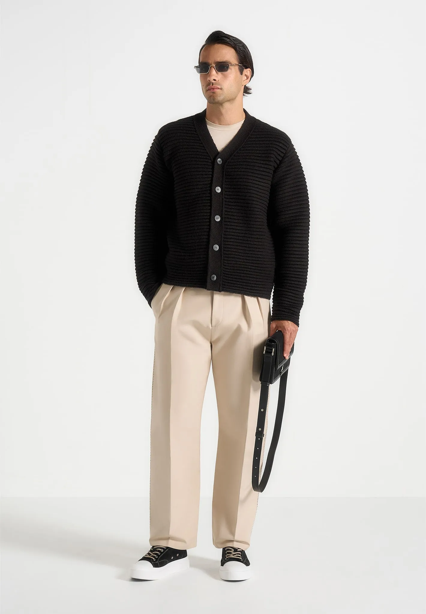 Anton - Ribbed Knit Cardigan - Black sold by Maniere De Voir