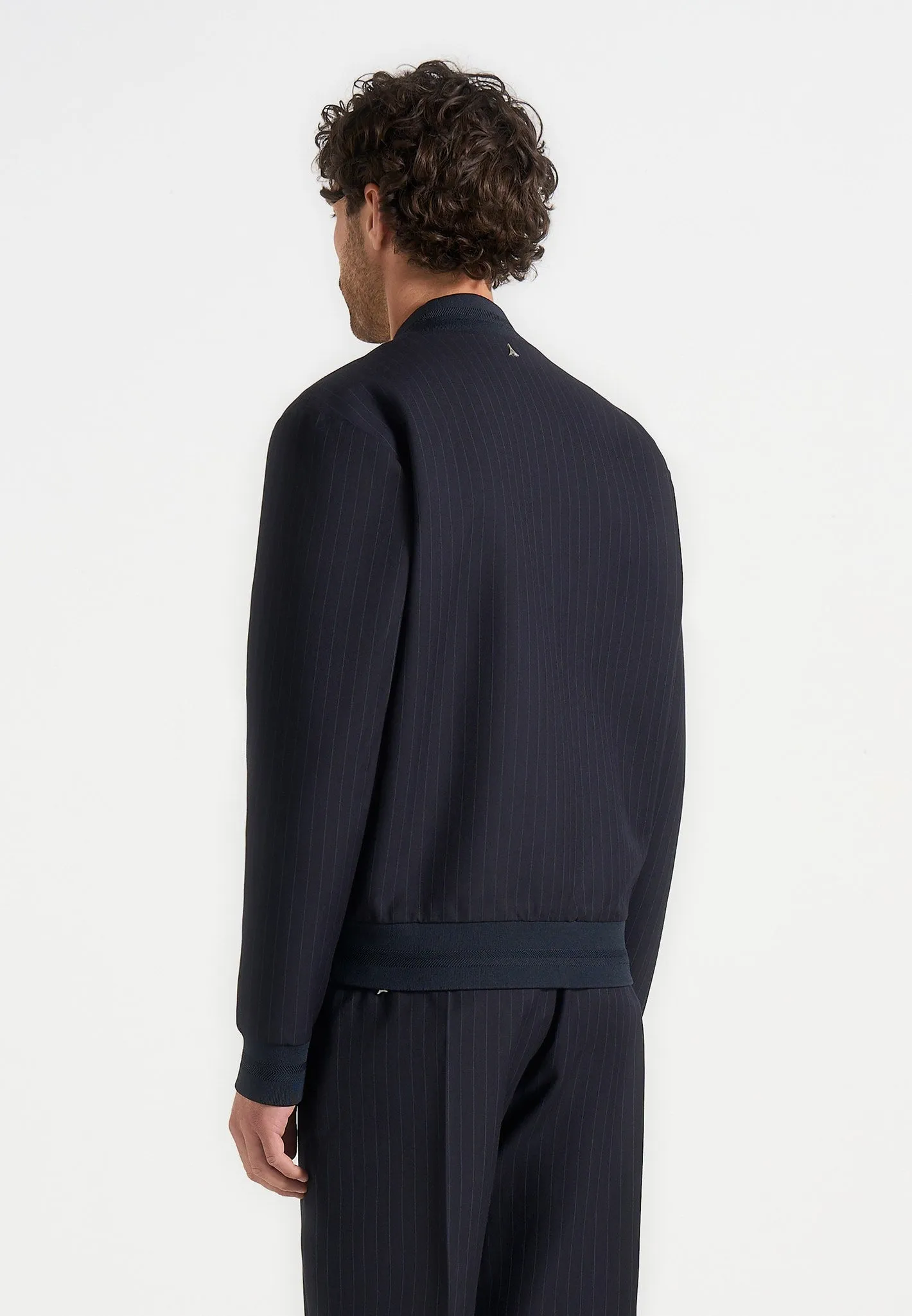 Savin - Pinstripe Bomber Jacket - Navy sold by Maniere De Voir product image thumbnail 4