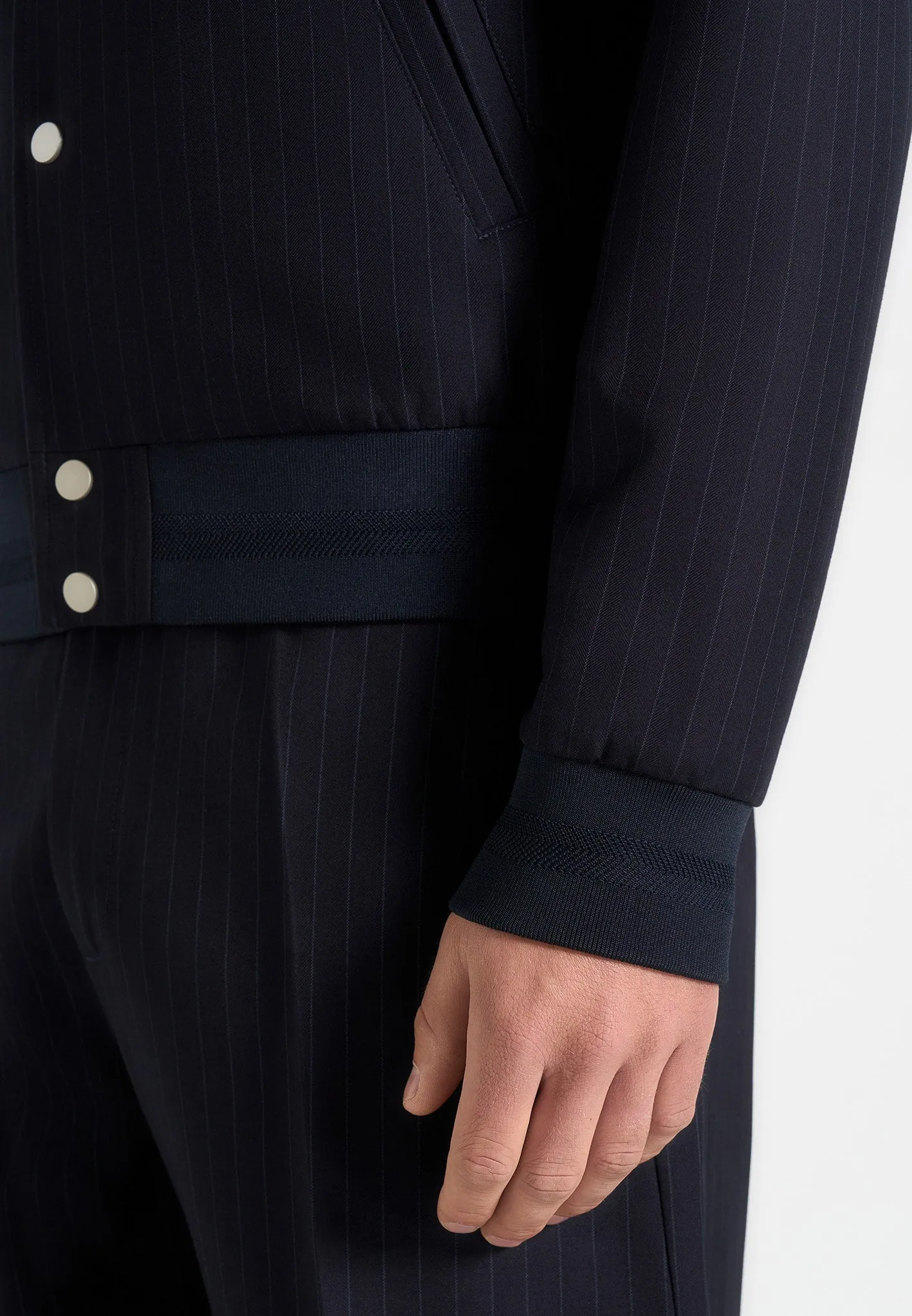 Savin - Pinstripe Bomber Jacket - Navy sold by Maniere De Voir product image thumbnail 3