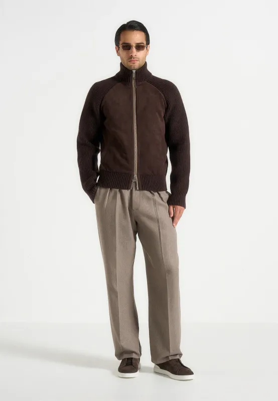 Rami - Suede & Knit Jacket - Brown sold by Maniere De Voir