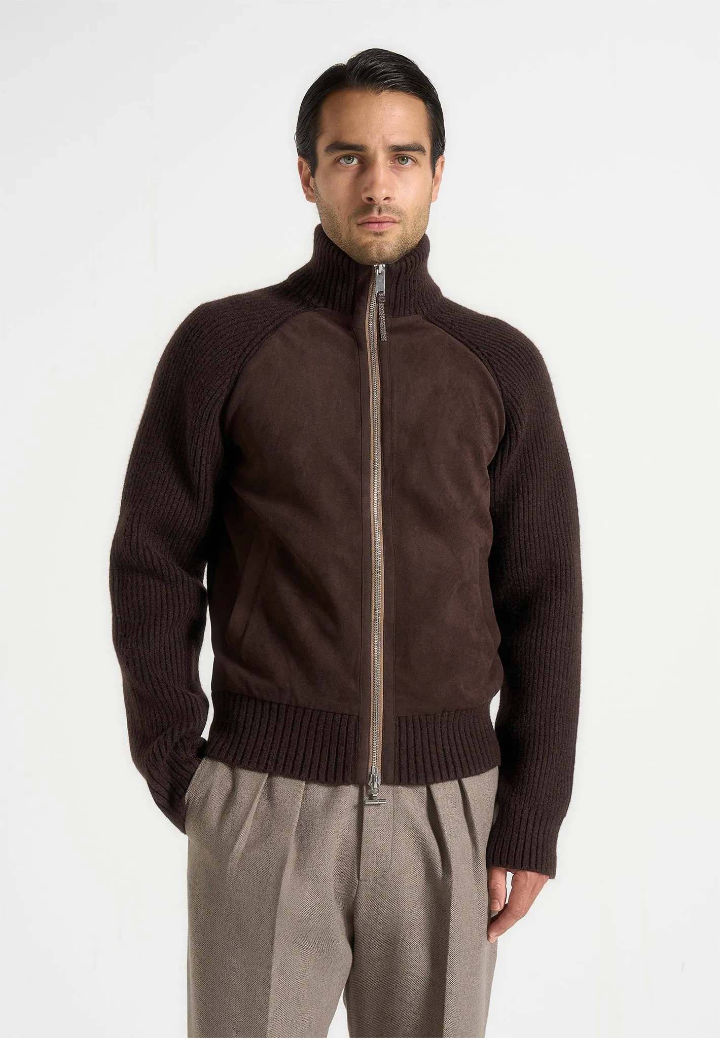 Rami - Suede & Knit Jacket - Brown sold by Maniere De Voir product image thumbnail 2