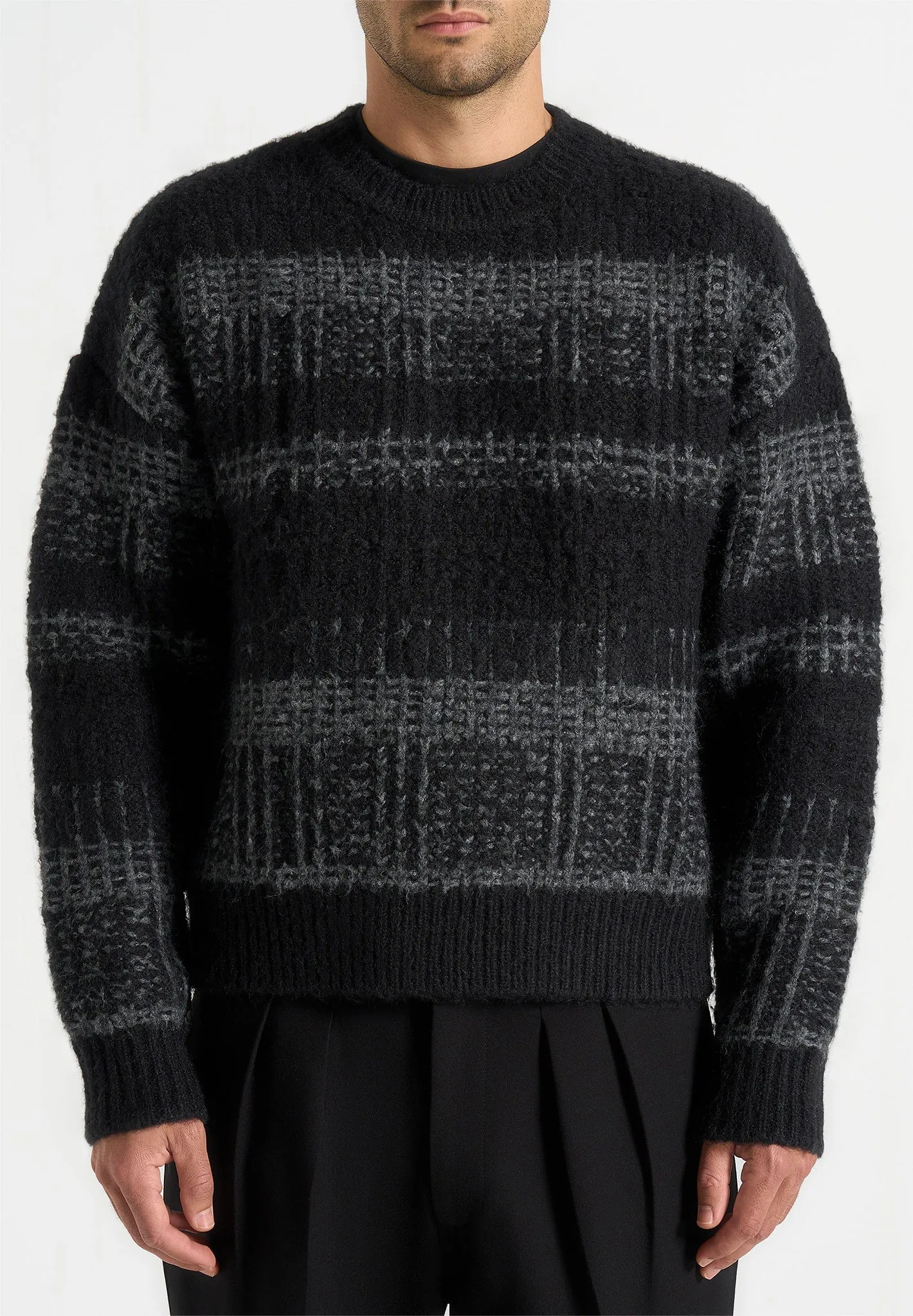 Ayden - Check Wool Knit Jumper - Black/Grey sold by Maniere De Voir product image thumbnail 3