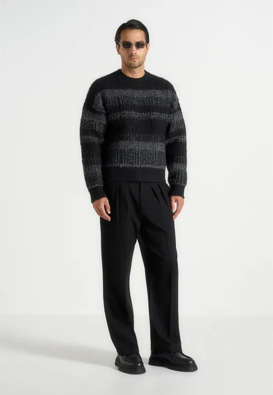 Ayden - Check Wool Knit Jumper - Black/Grey sold by Maniere De Voir