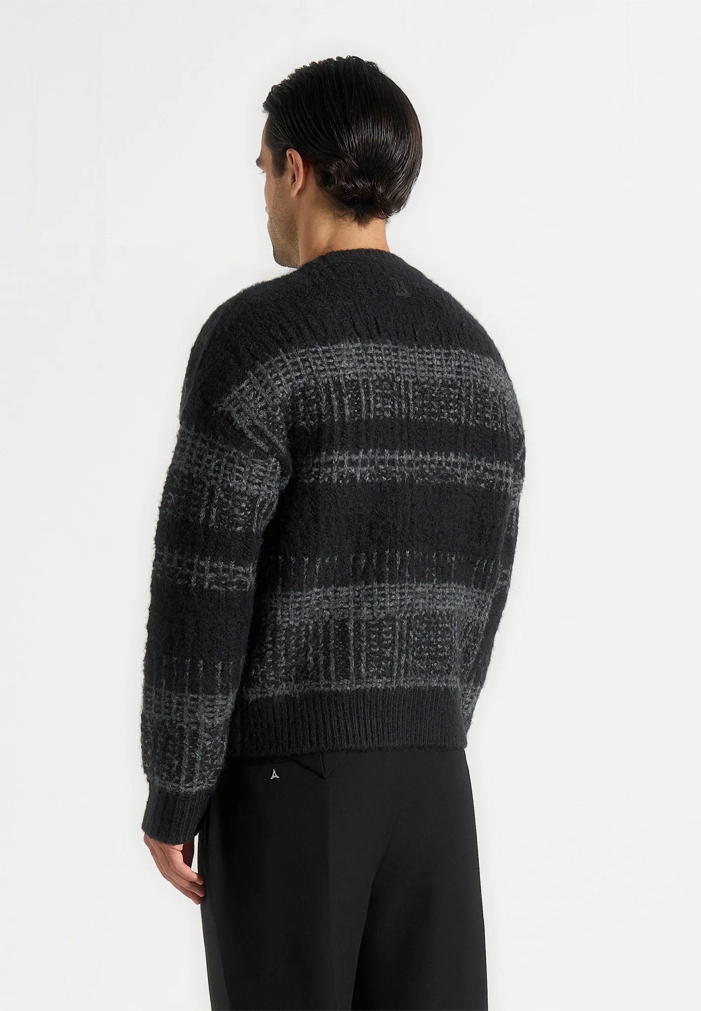 Ayden - Check Wool Knit Jumper - Black/Grey sold by Maniere De Voir product image thumbnail 5