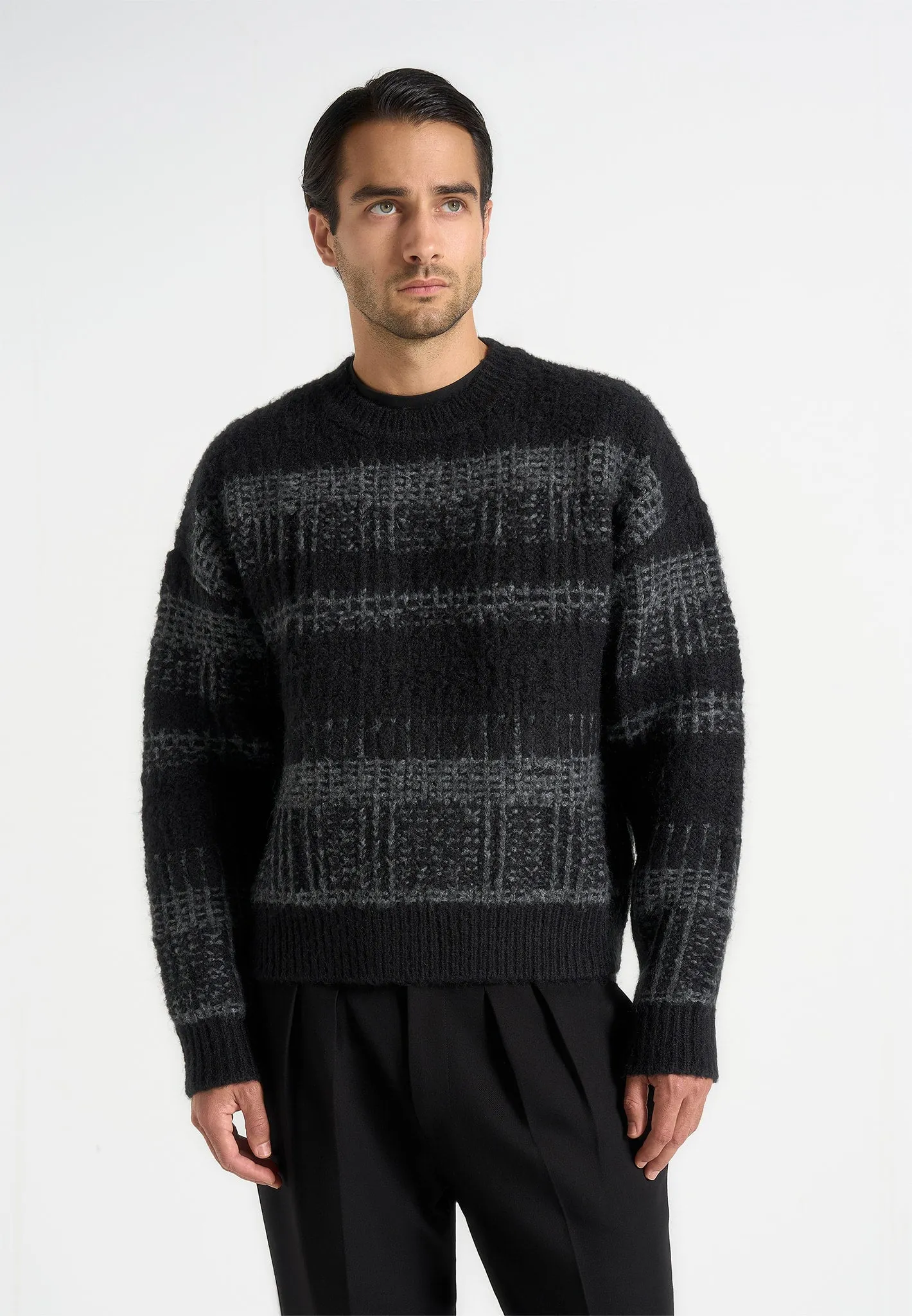 Ayden - Check Wool Knit Jumper - Black/Grey sold by Maniere De Voir product image thumbnail 2
