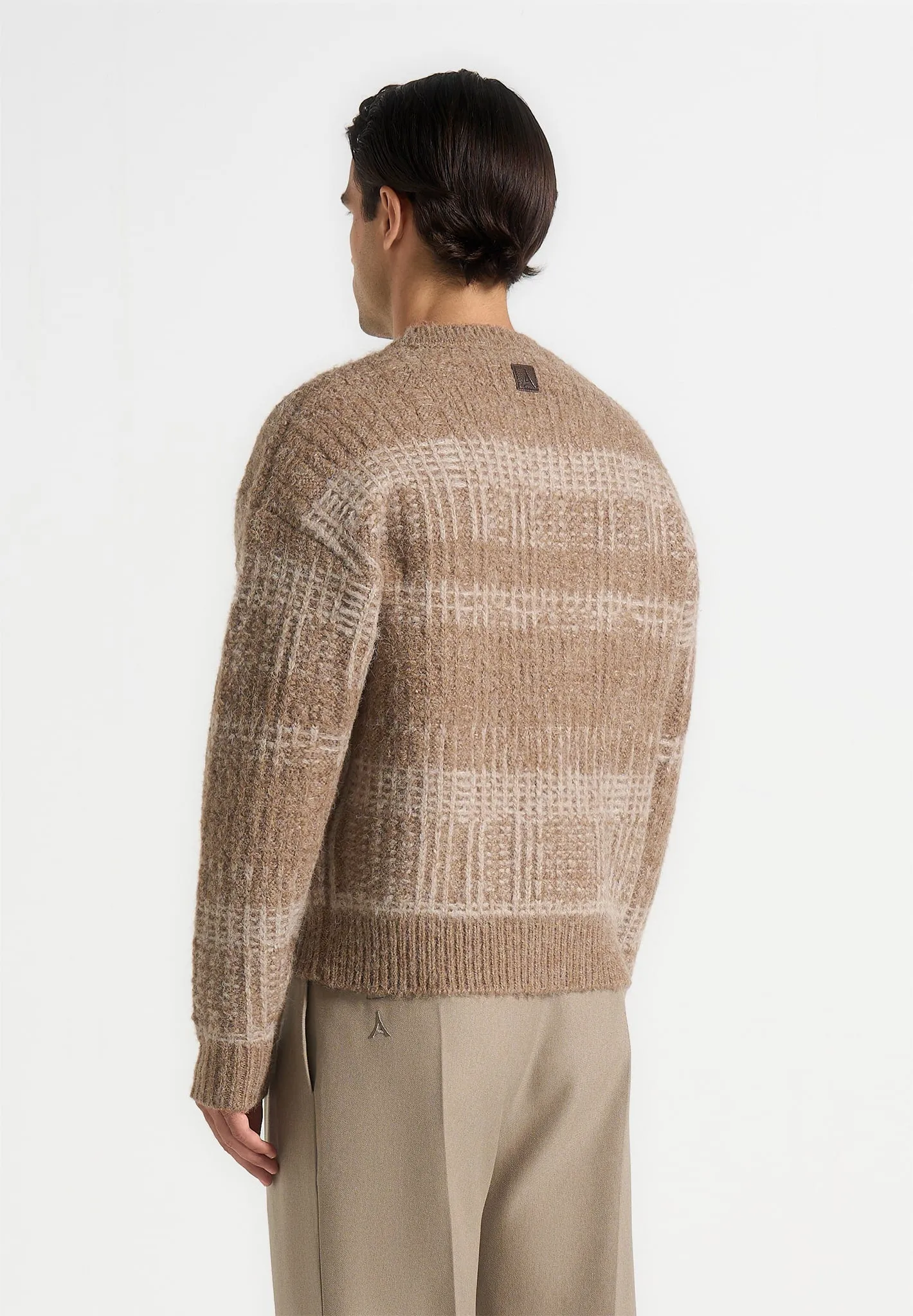 Ayden - Check Wool Knit Jumper - Taupe/Beige sold by Maniere De Voir product image thumbnail 5