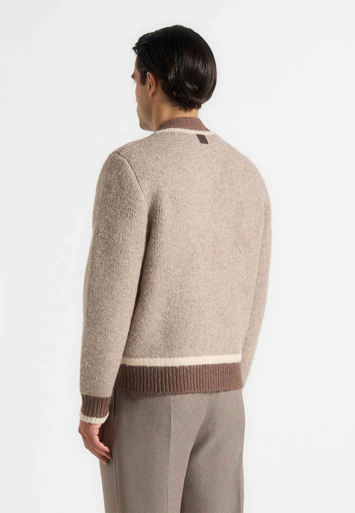 Elon - Wool Knit Contrast Cardigan - Beige sold by Maniere De Voir product image thumbnail 5