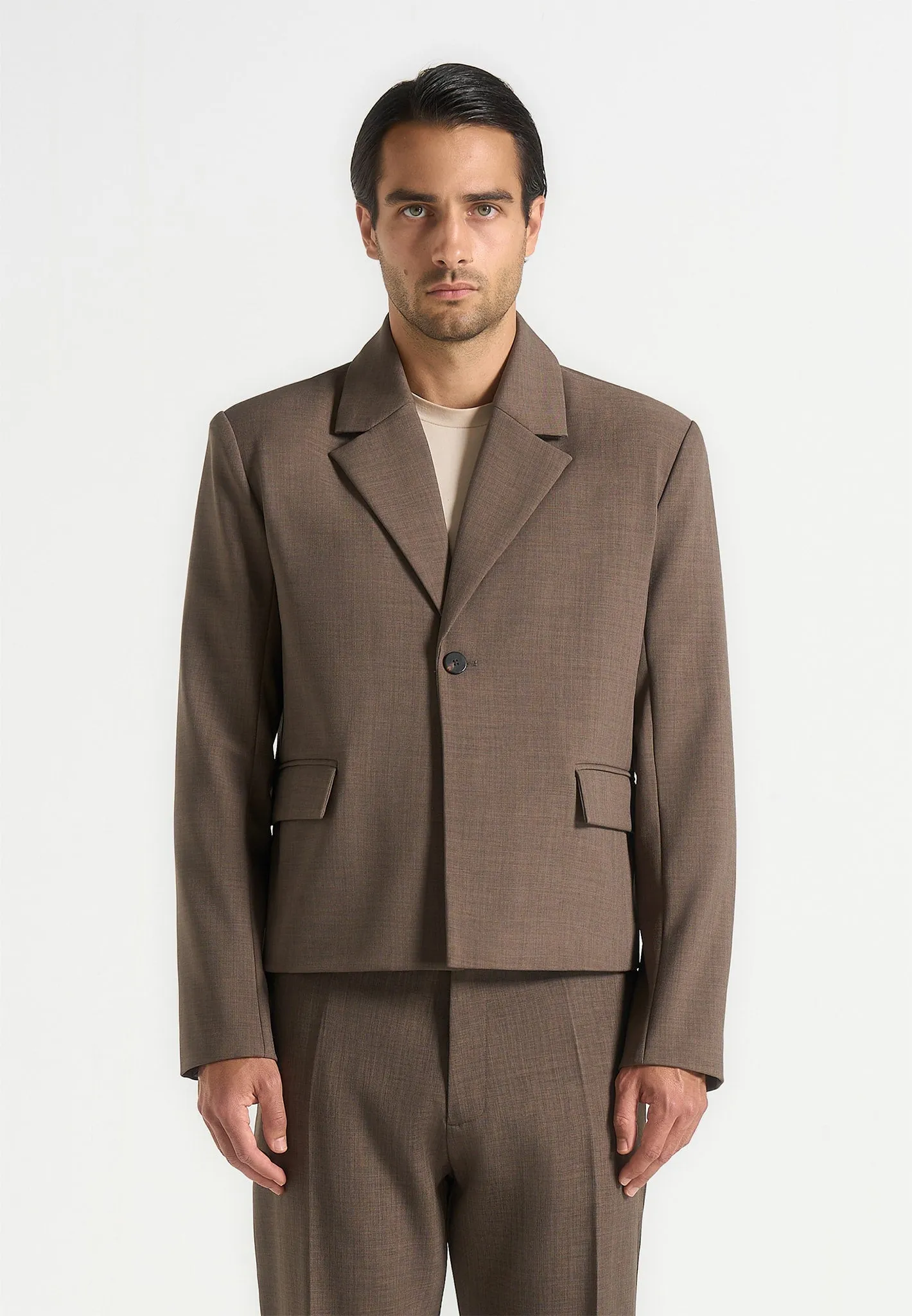 Silas - Tailored Cropped Blazer - Taupe sold by Maniere De Voir product image thumbnail 4