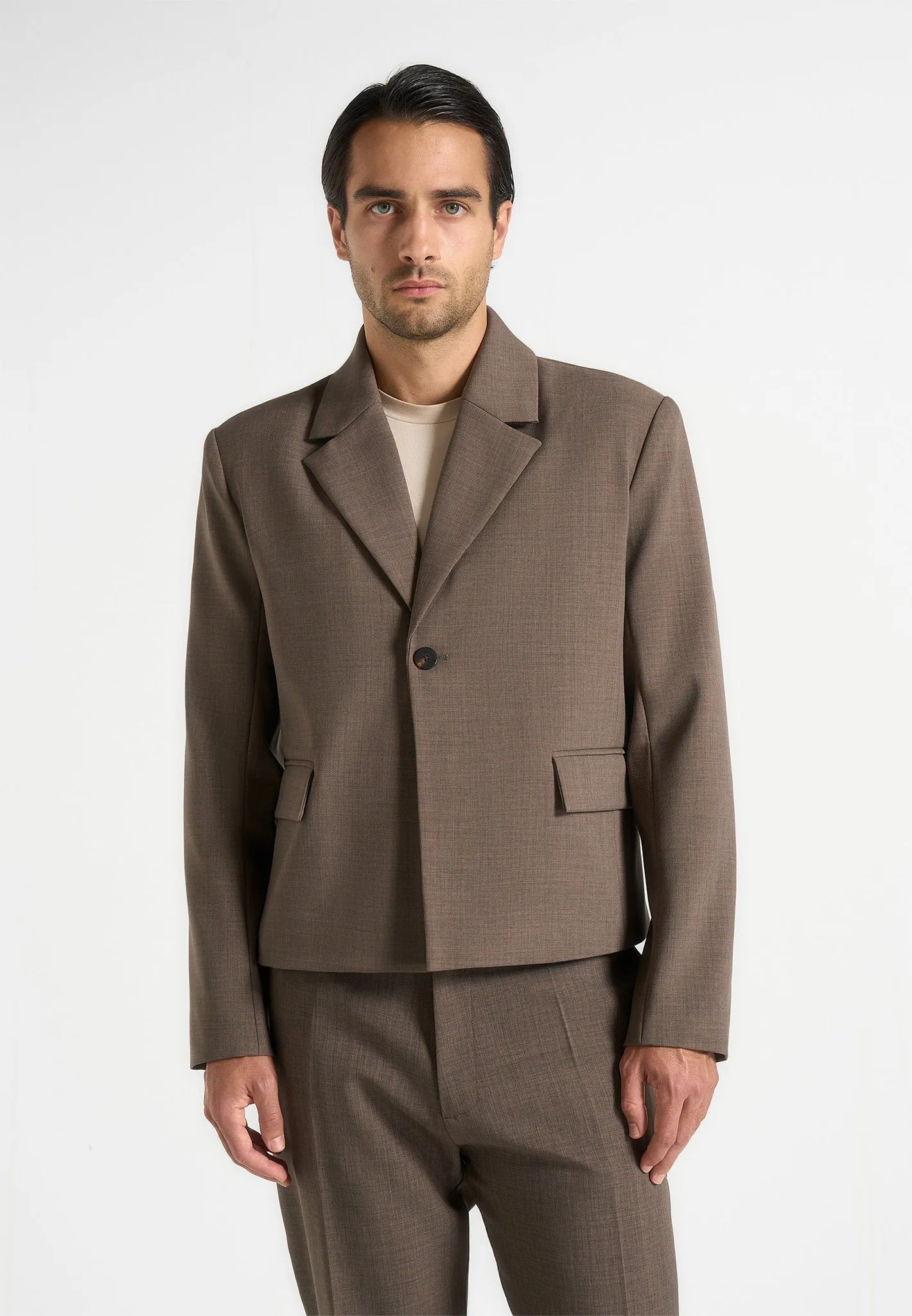 Silas - Tailored Cropped Blazer - Taupe sold by Maniere De Voir product image thumbnail 2