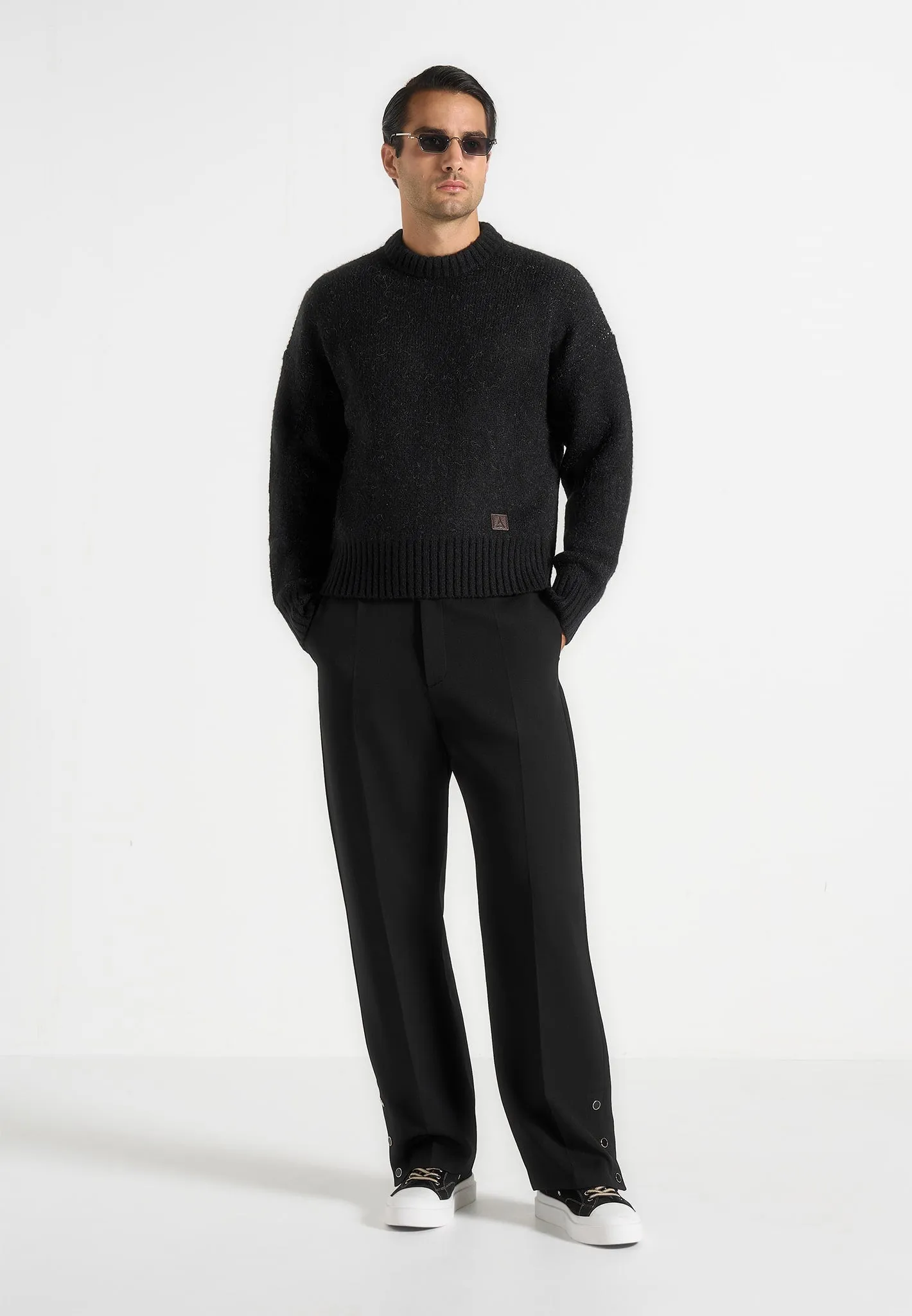 Kamil - Art Slogan Brushed Wool Knit Jumper - Black sold by Maniere De Voir