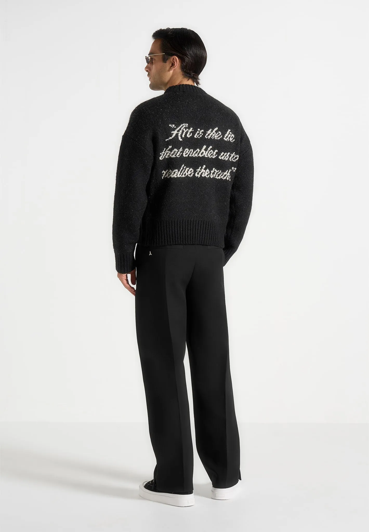 Kamil - Art Slogan Brushed Wool Knit Jumper - Black sold by Maniere De Voir product image thumbnail 4