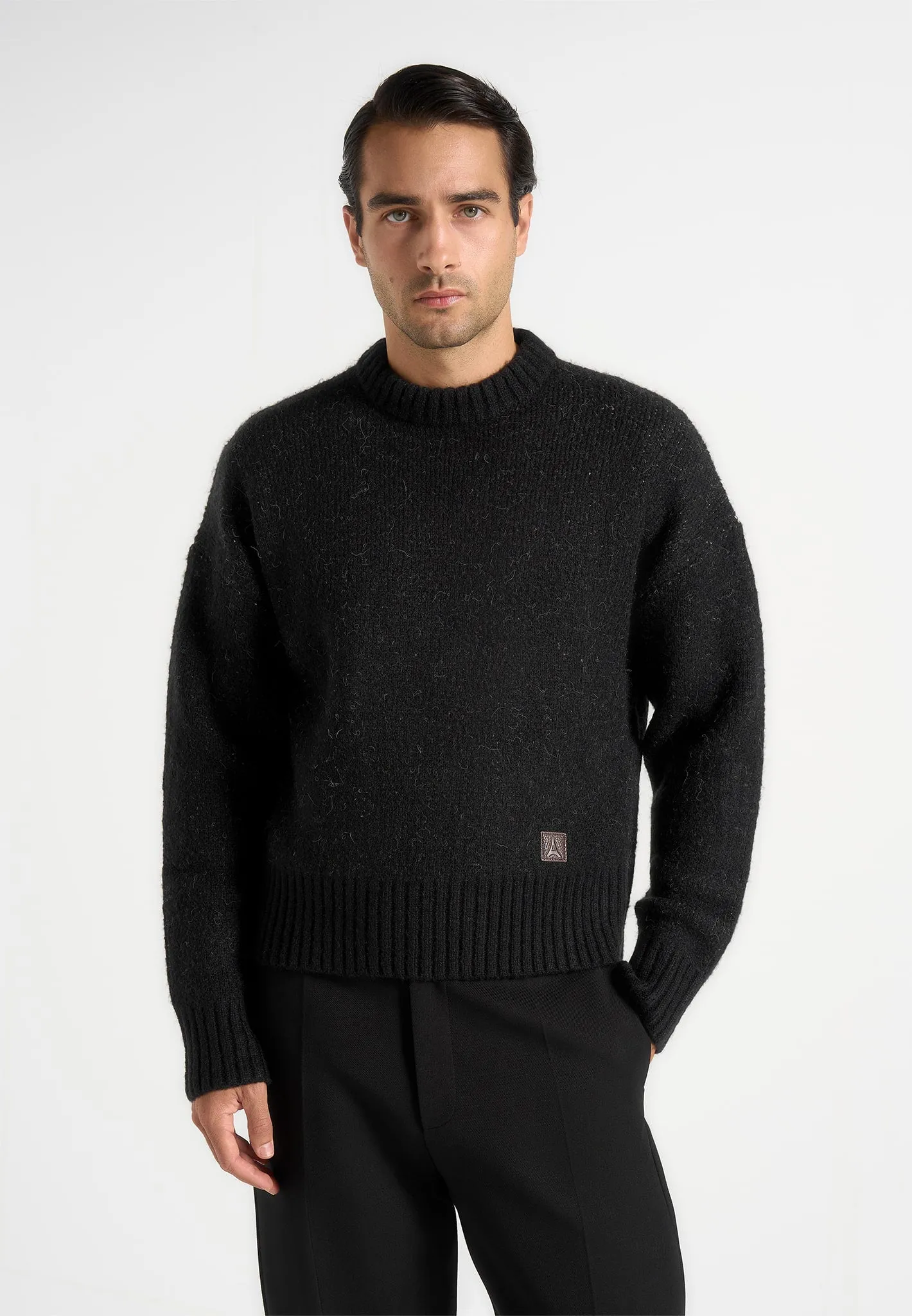 Kamil - Art Slogan Brushed Wool Knit Jumper - Black sold by Maniere De Voir product image thumbnail 3