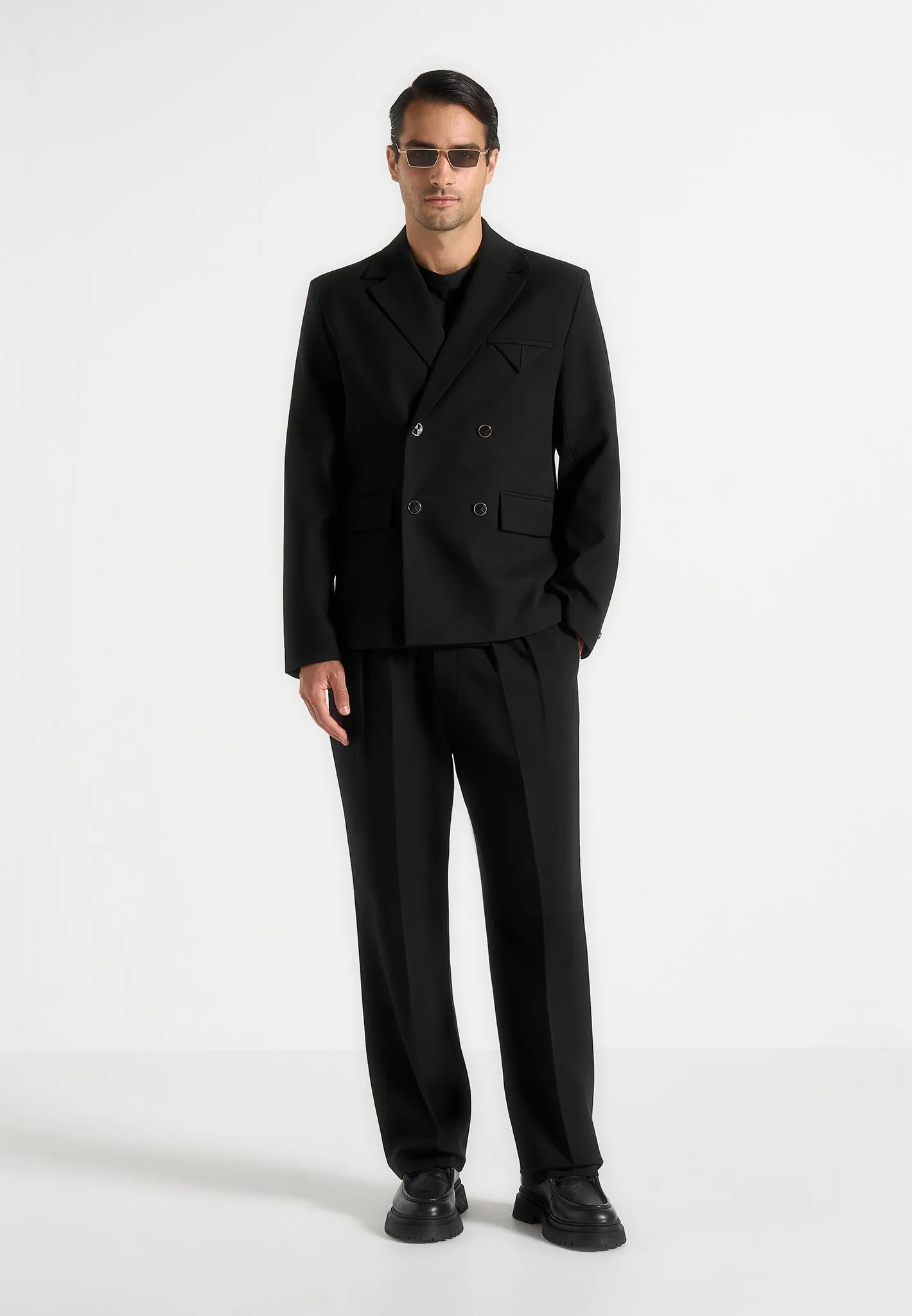 Didier - Double Breasted Tailored Suit Jacket - Black sold by Maniere De Voir