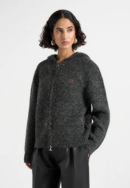 Billie - Unisex Brushed Wool Zip Hoodie - Grey sold by Maniere De Voir