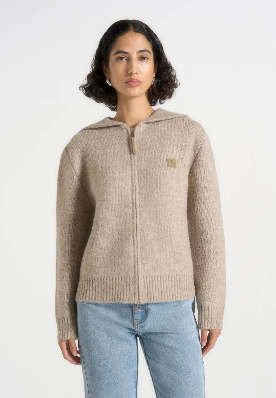 Billie - Unisex Brushed Wool Zip Hoodie - Beige sold by Maniere De Voir