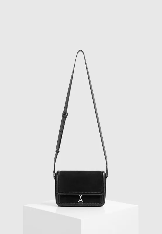Misha - Suede & Leather Crossbody Bag - Black sold by Maniere De Voir