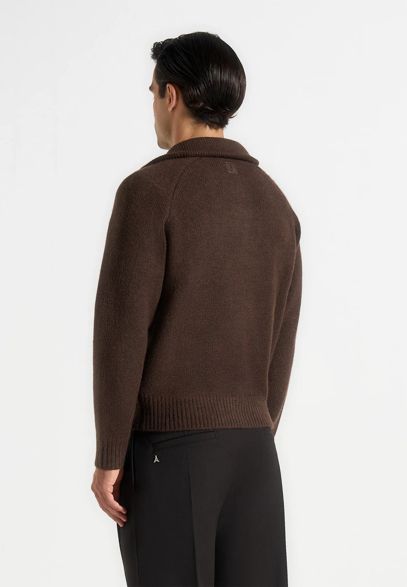 Rene - Colour Block Zip Through Cardigan - Black/Brown sold by Maniere De Voir product image thumbnail 5
