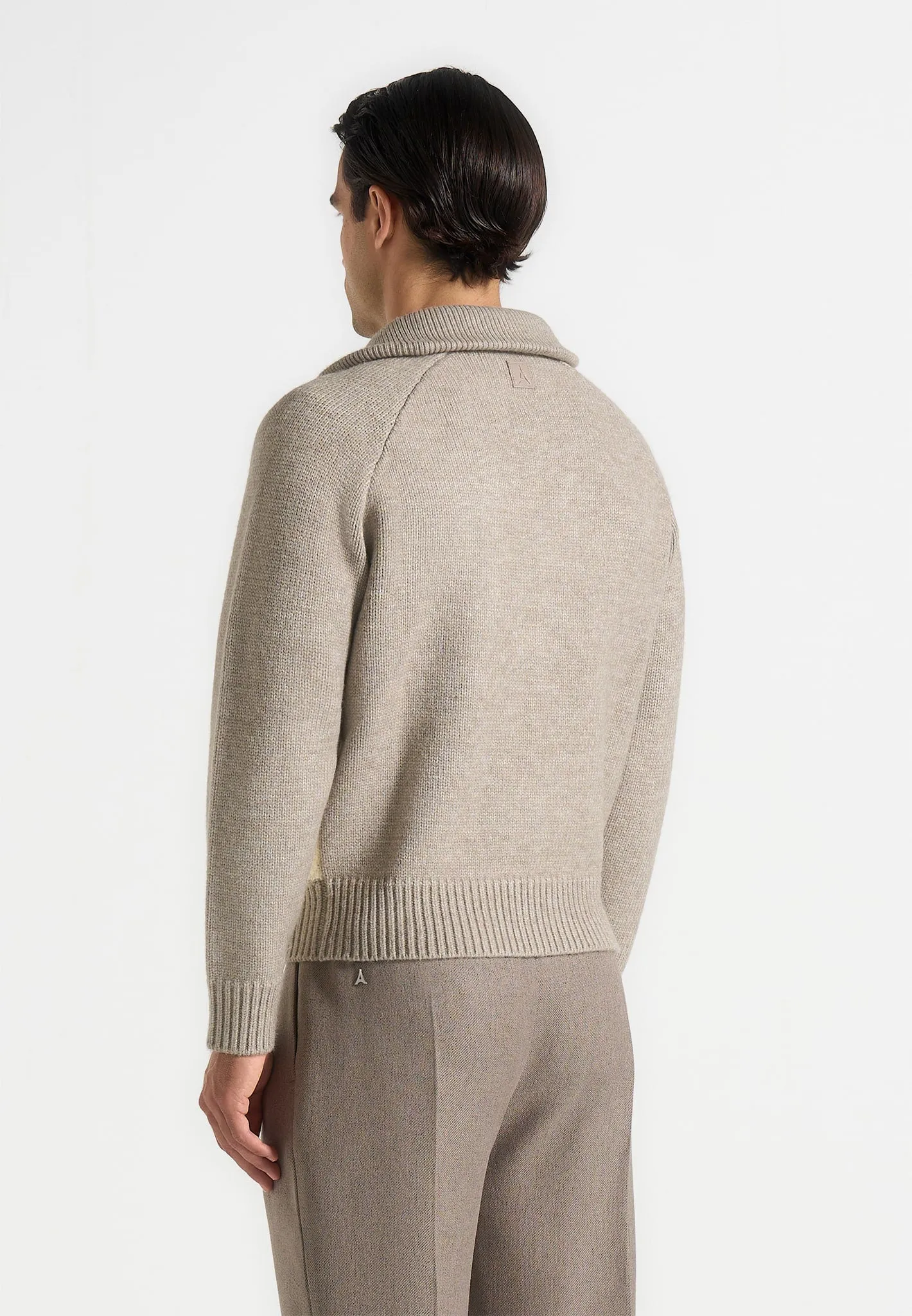 Rene - Colour Block Zip Through Cardigan - Cream/Beige sold by Maniere De Voir product image thumbnail 5