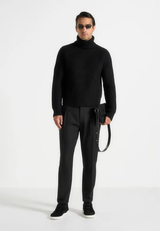Rudy - Roll Neck Chunky Knit Jumper - Black sold by Maniere De Voir