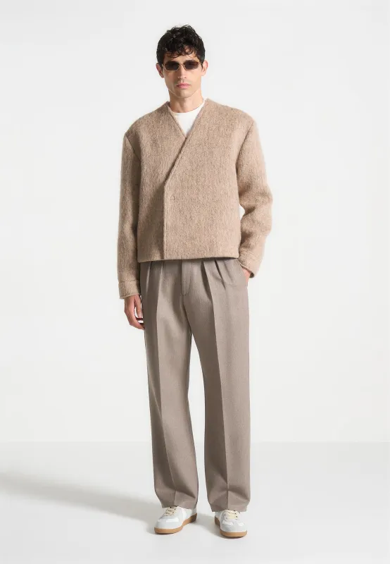 Loris - Kimono Minimal Wool Jacket - Taupe sold by Maniere De Voir