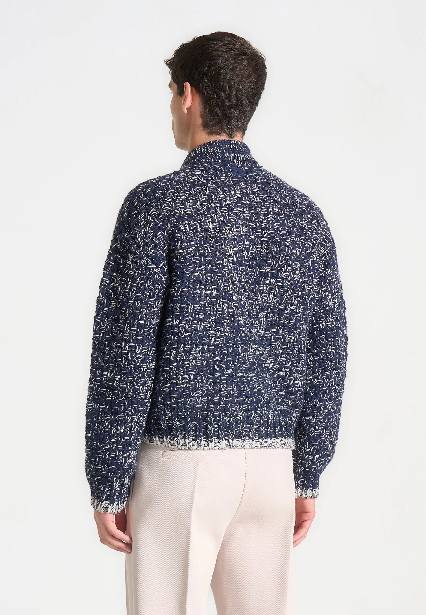 Darel - Speckled Knit Bomber Jacket - Navy sold by Maniere De Voir product image thumbnail 5
