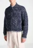 Darel - Speckled Knit Bomber Jacket - Navy sold by Maniere De Voir