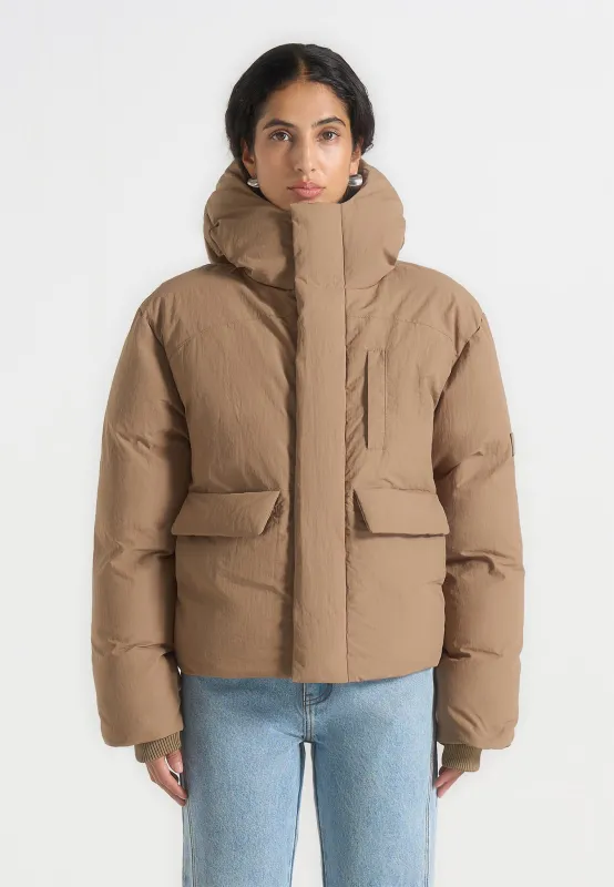 Casey - Unisex Minimal Raglan Puffer Jacket - Taupe sold by Maniere De Voir