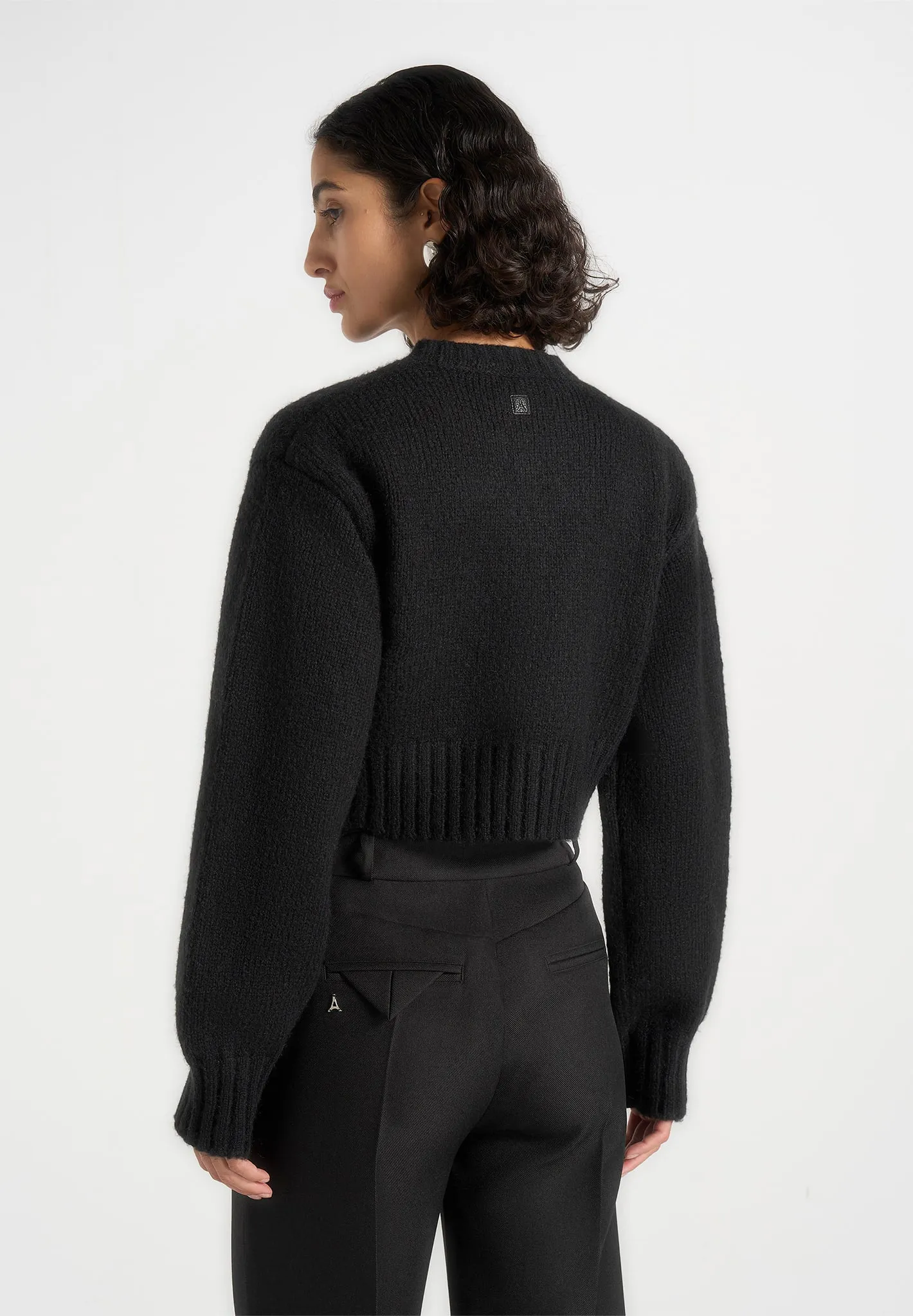 Caren - Brushed Wool Knit Cardigan - Black sold by Maniere De Voir product image thumbnail 4