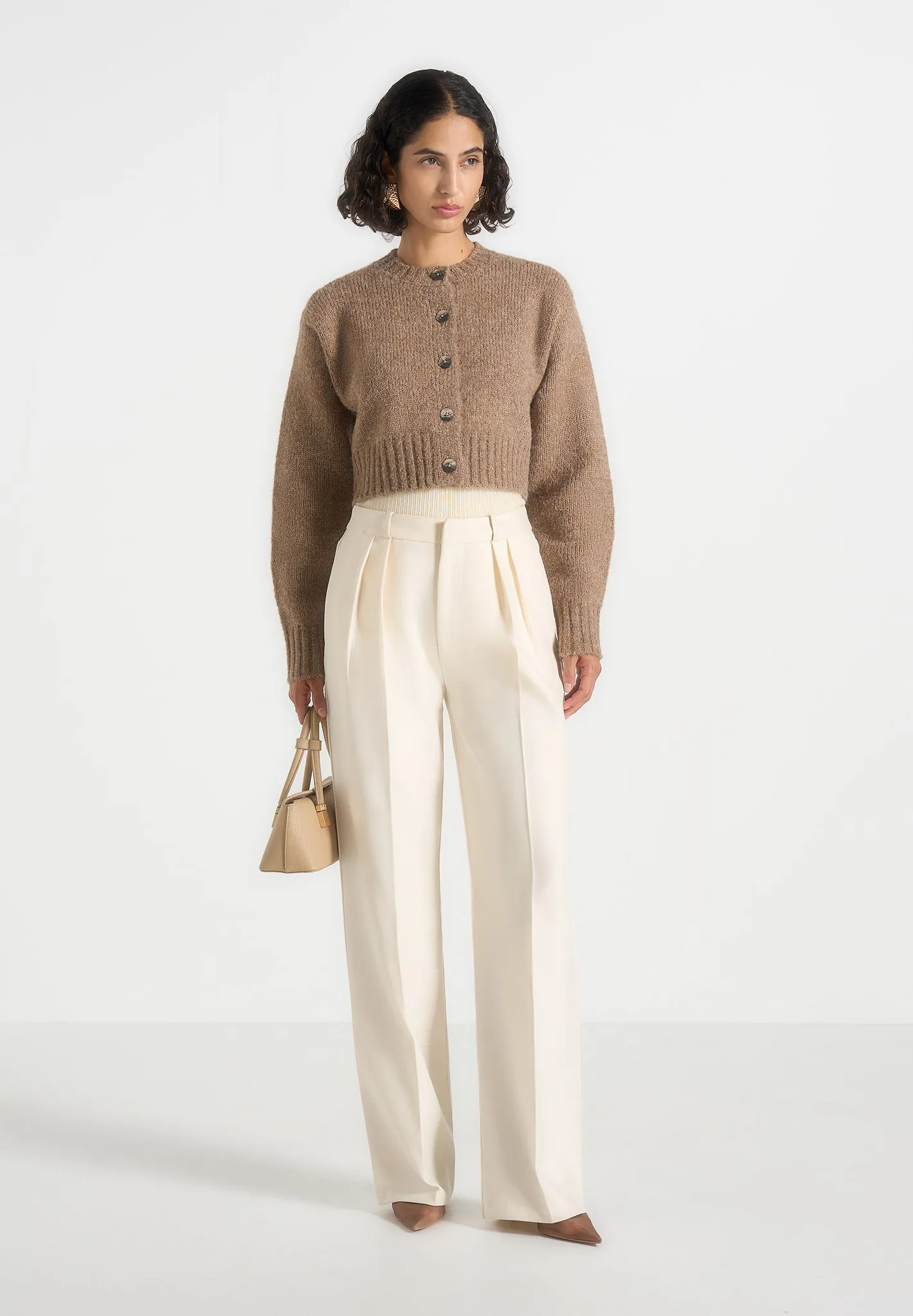 Caren - Brushed Wool Knit Cardigan - Beige sold by Maniere De Voir product image thumbnail 2