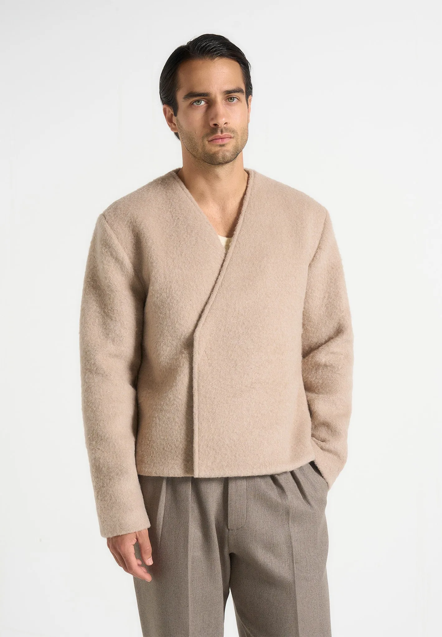 Loris - Kimono Minimal Wool Jacket - Beige sold by Maniere De Voir product image thumbnail 2