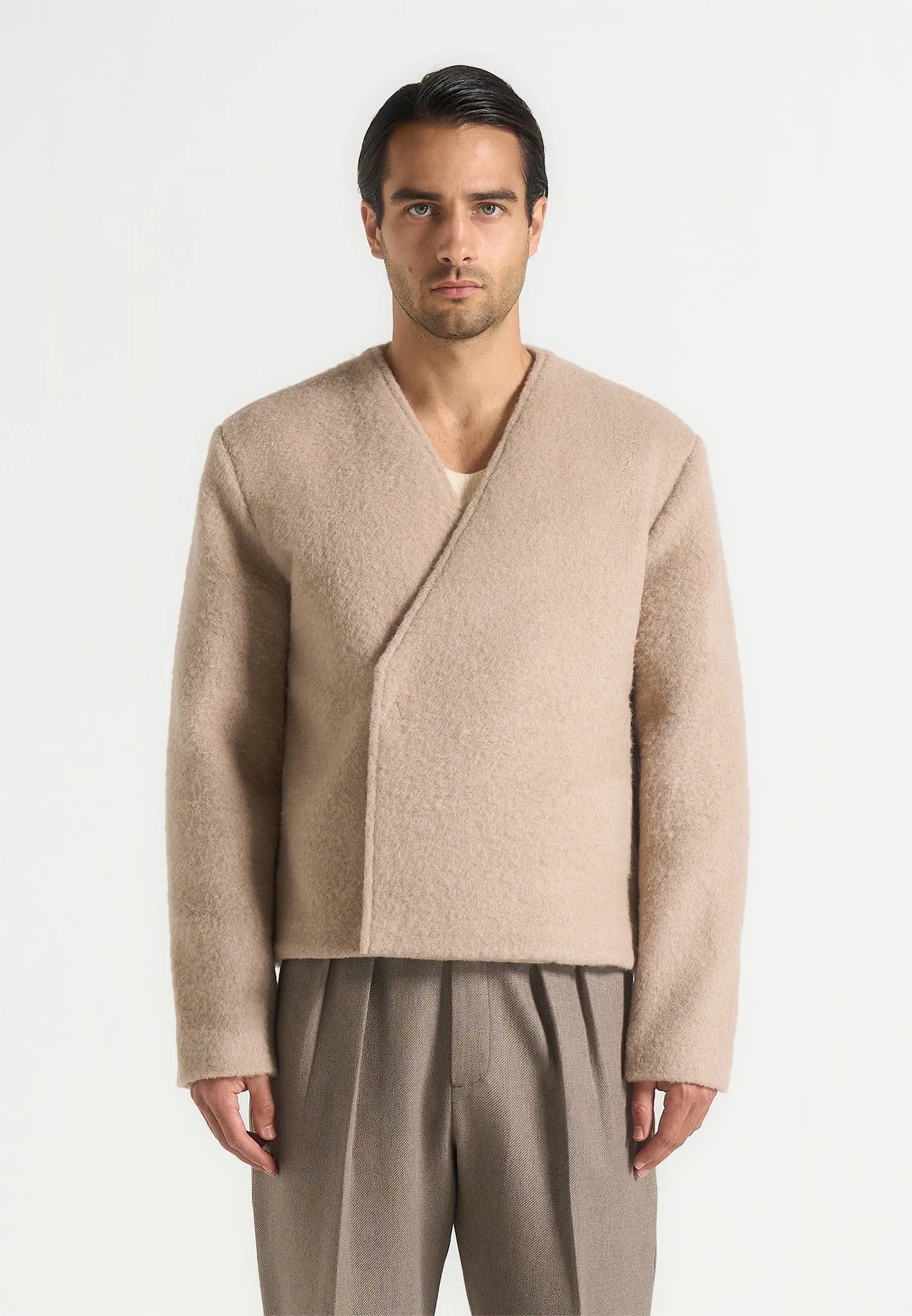 Loris - Kimono Minimal Wool Jacket - Beige sold by Maniere De Voir product image thumbnail 4