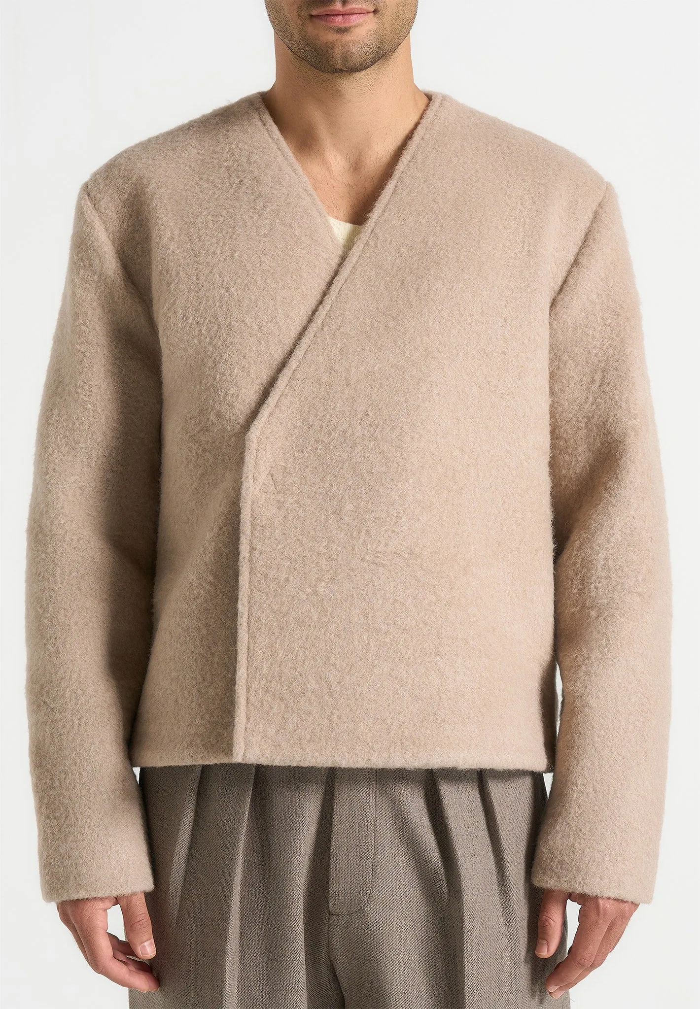 Loris - Kimono Minimal Wool Jacket - Beige sold by Maniere De Voir product image thumbnail 3