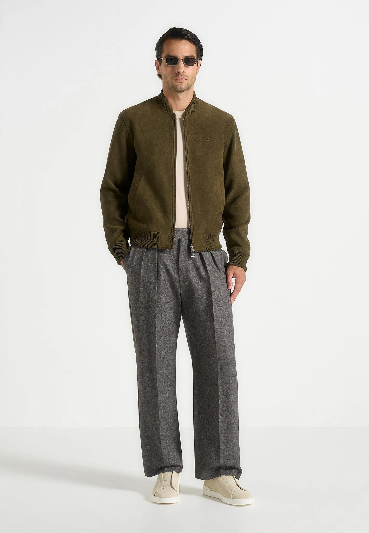 Arsène - Suede Bomber Jacket - Olive sold by Maniere De Voir