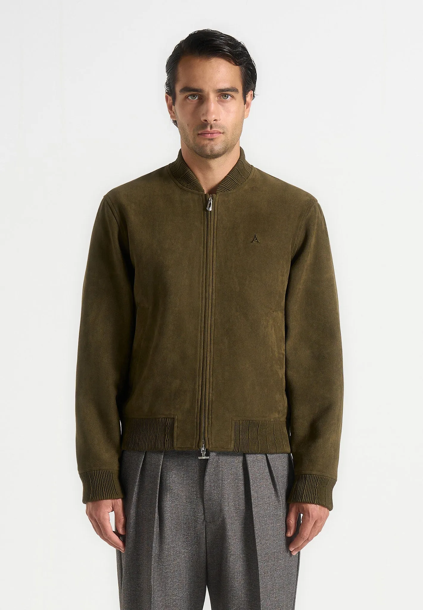 Arsène - Suede Bomber Jacket - Olive sold by Maniere De Voir product image thumbnail 3