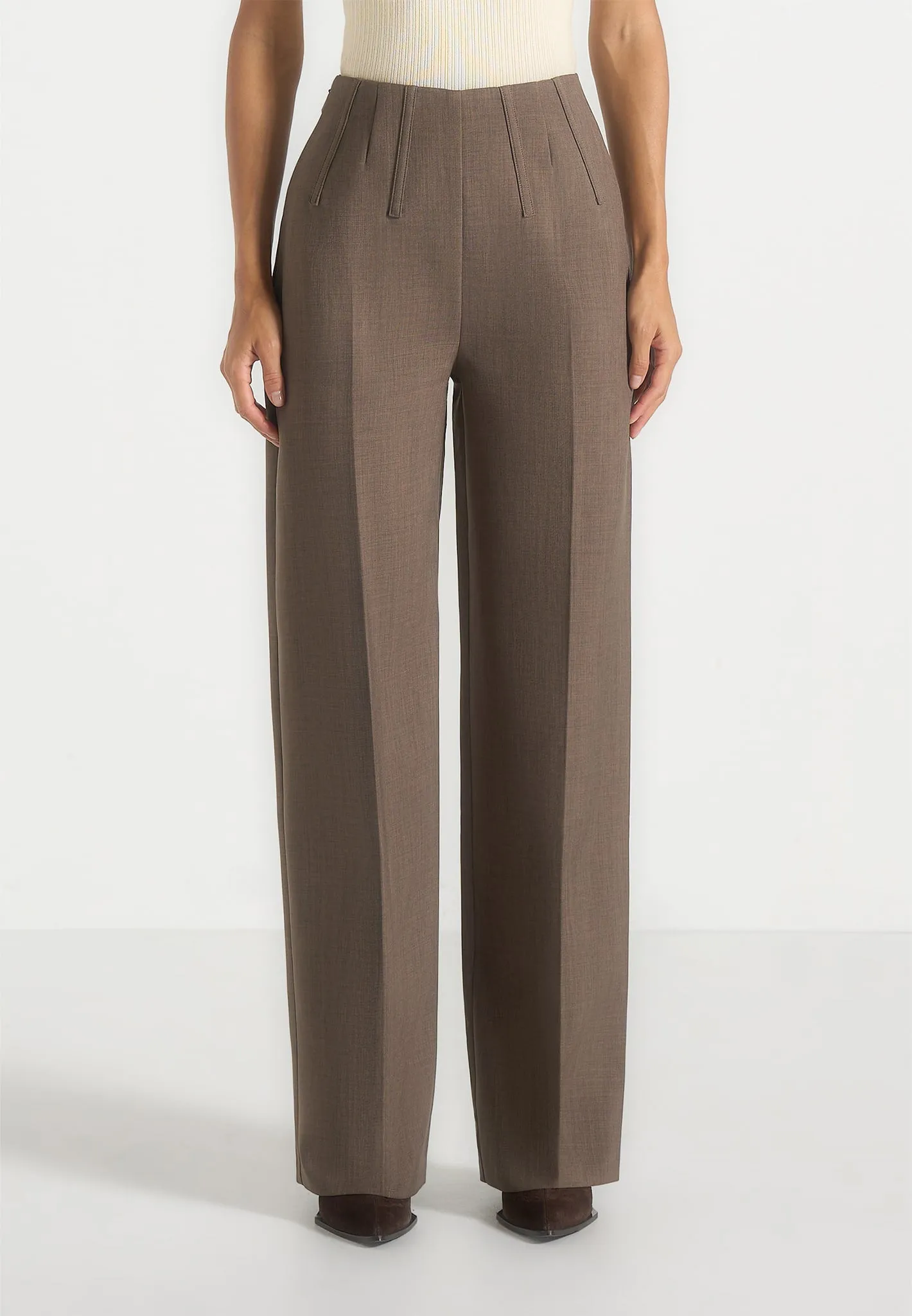 Rafaela - Corset Waist Tailored Trousers - Beige sold by Maniere De Voir product image thumbnail 4