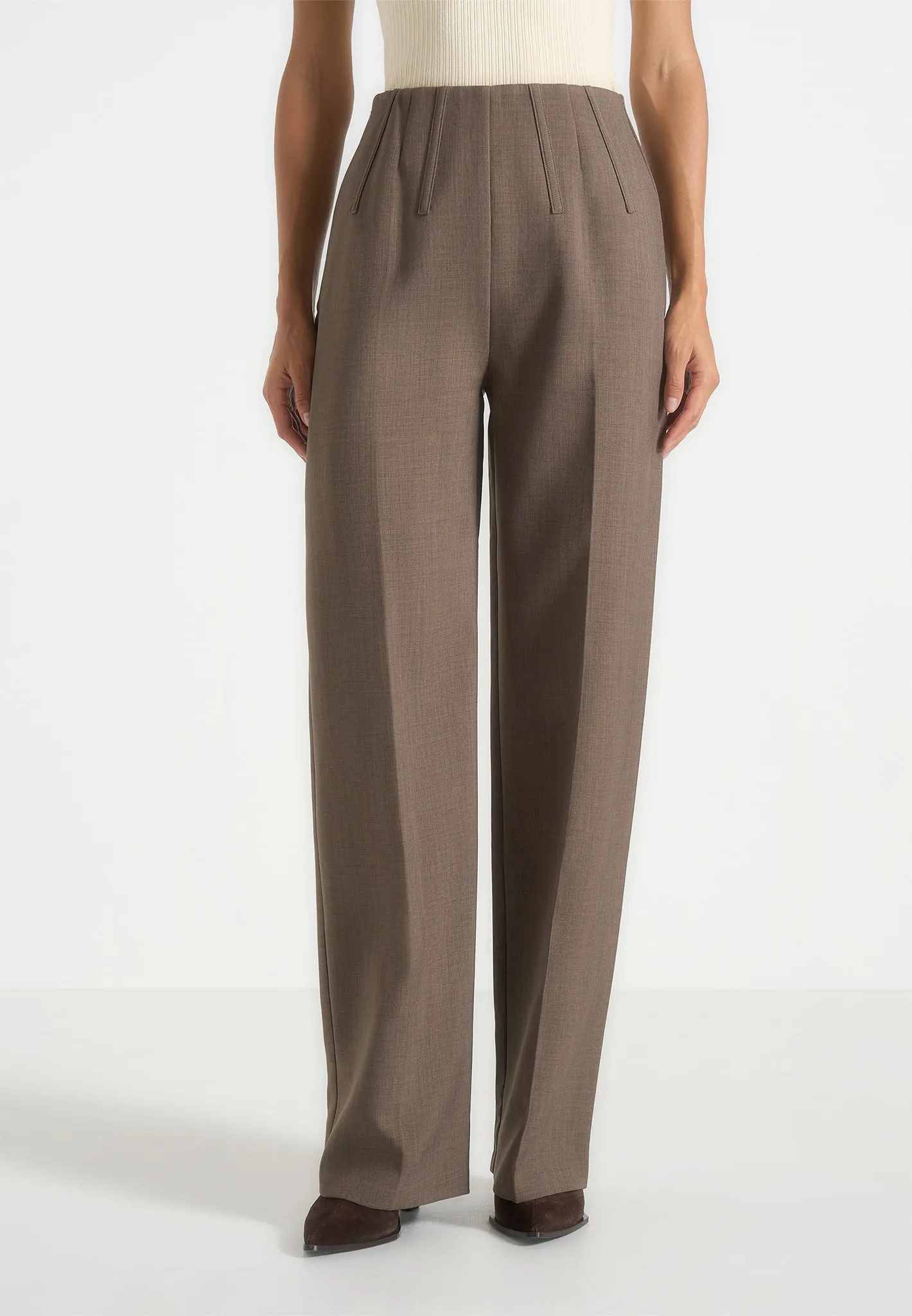 Rafaela - Corset Waist Tailored Trousers - Beige sold by Maniere De Voir