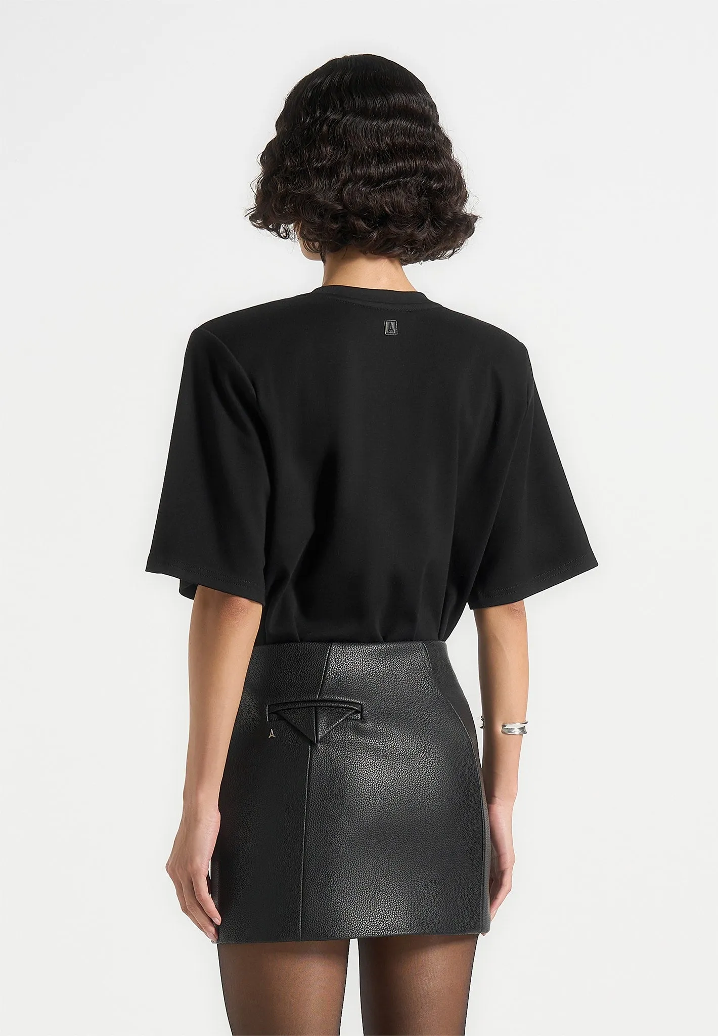 Mia - Wide Shoulder Bodysuit T-Shirt - Black sold by Maniere De Voir product image thumbnail 4