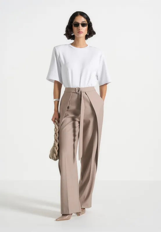 Mia - Wide Shoulder Bodysuit T-Shirt - White sold by Maniere De Voir